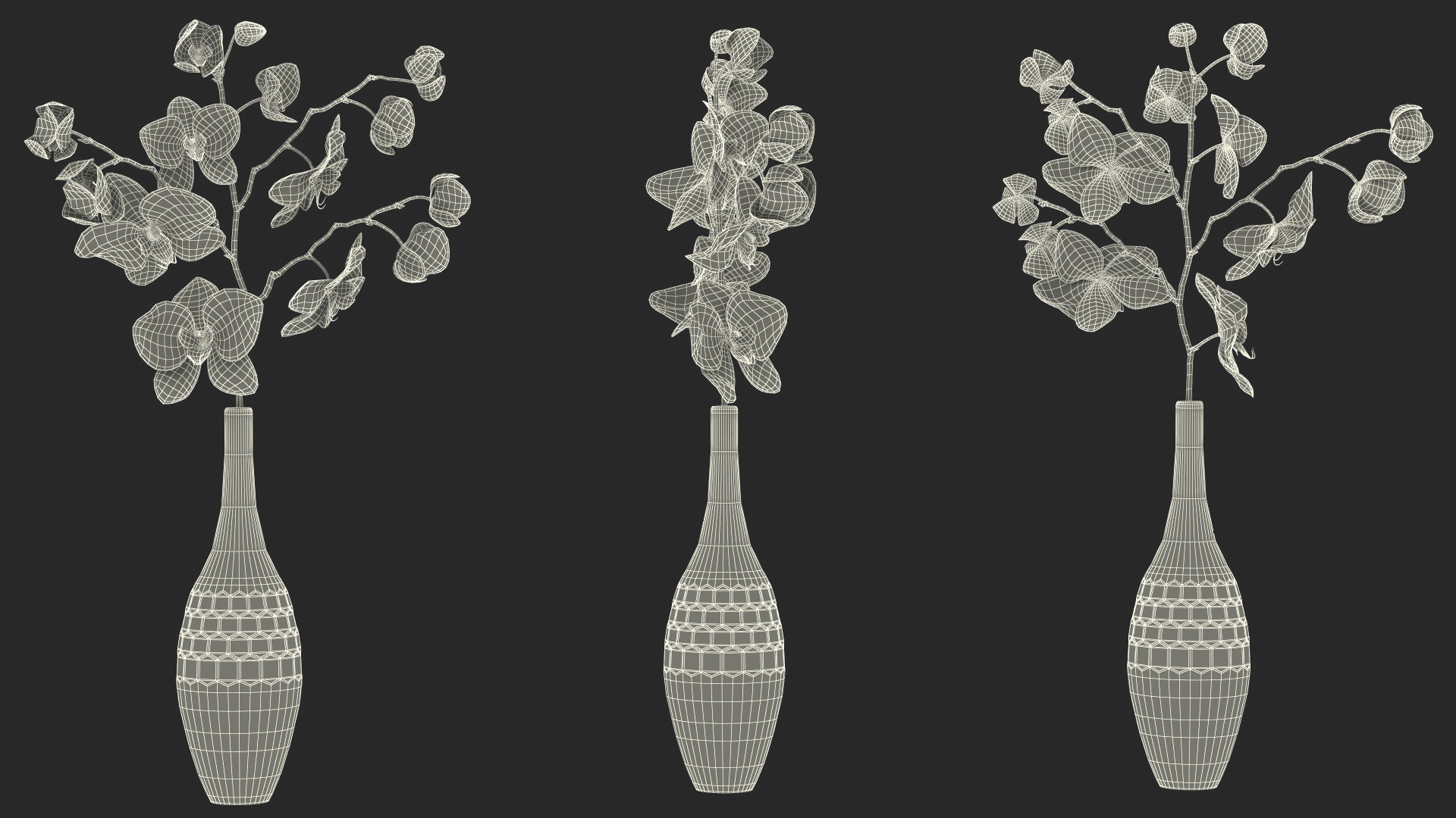 3D model Glass Vase with Pink Phalaenopsis Orchid