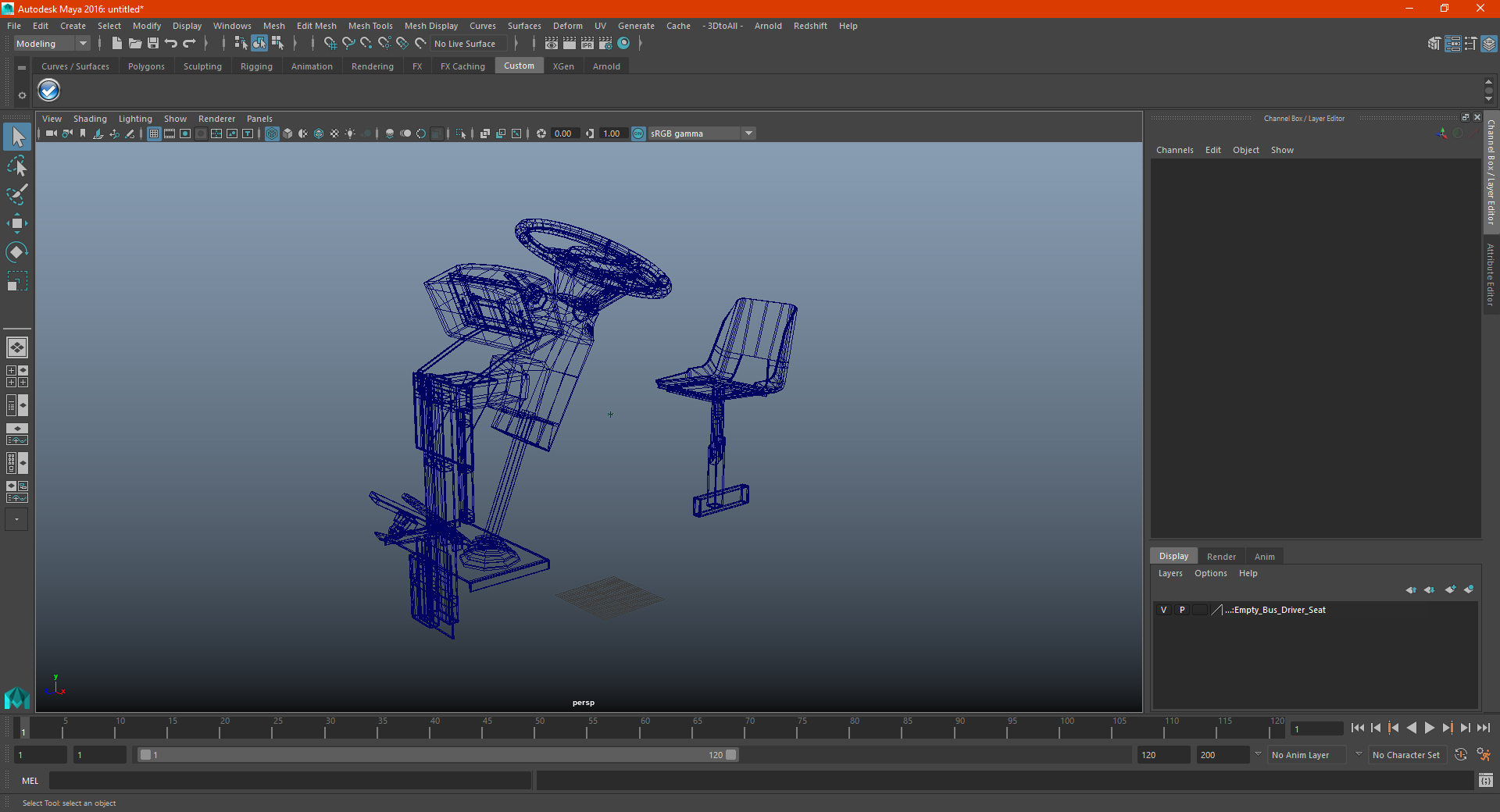 3D Empty Bus Driver Seat