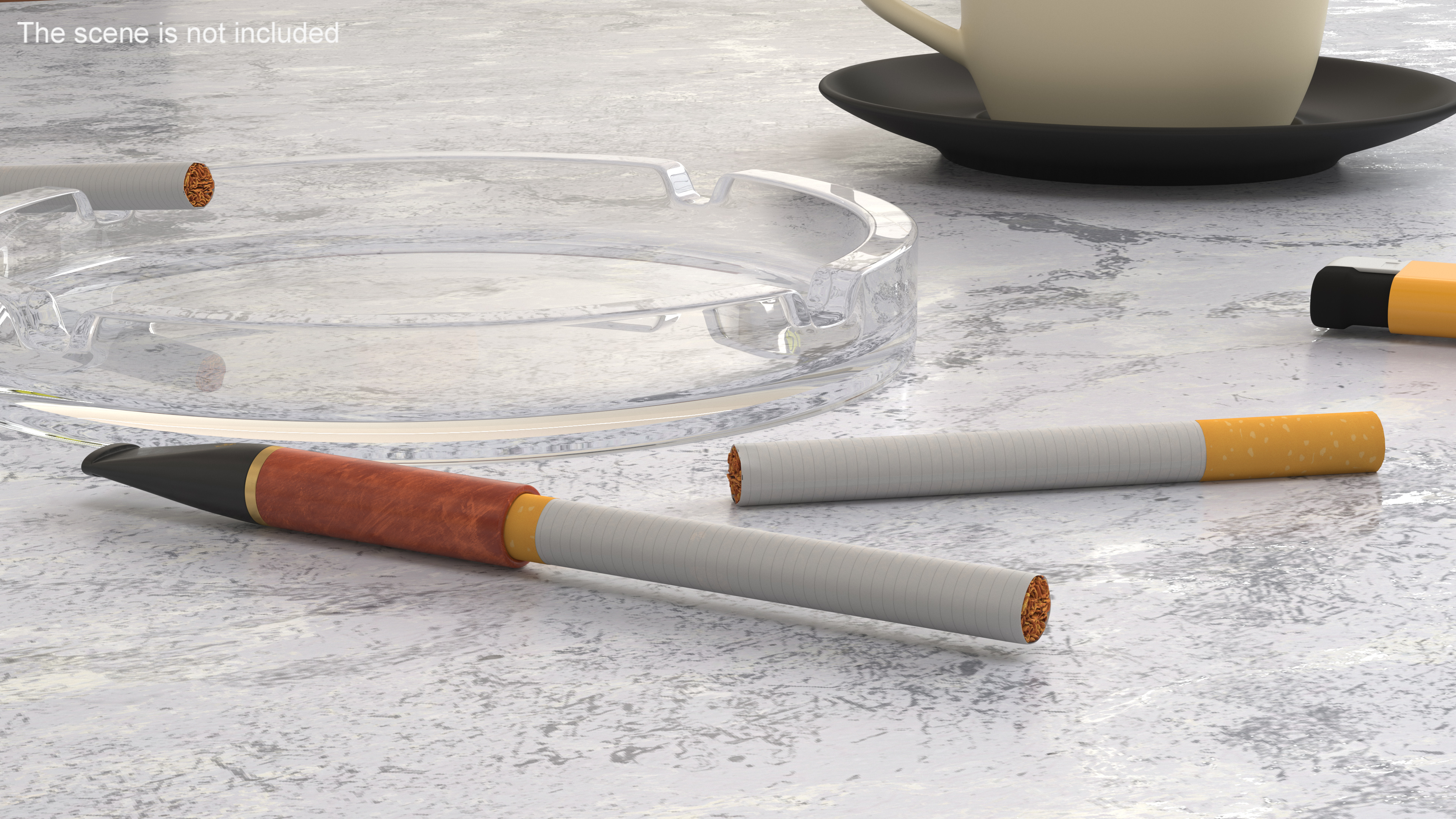 Vintage Cigarette Holders Set Dark 3D model
