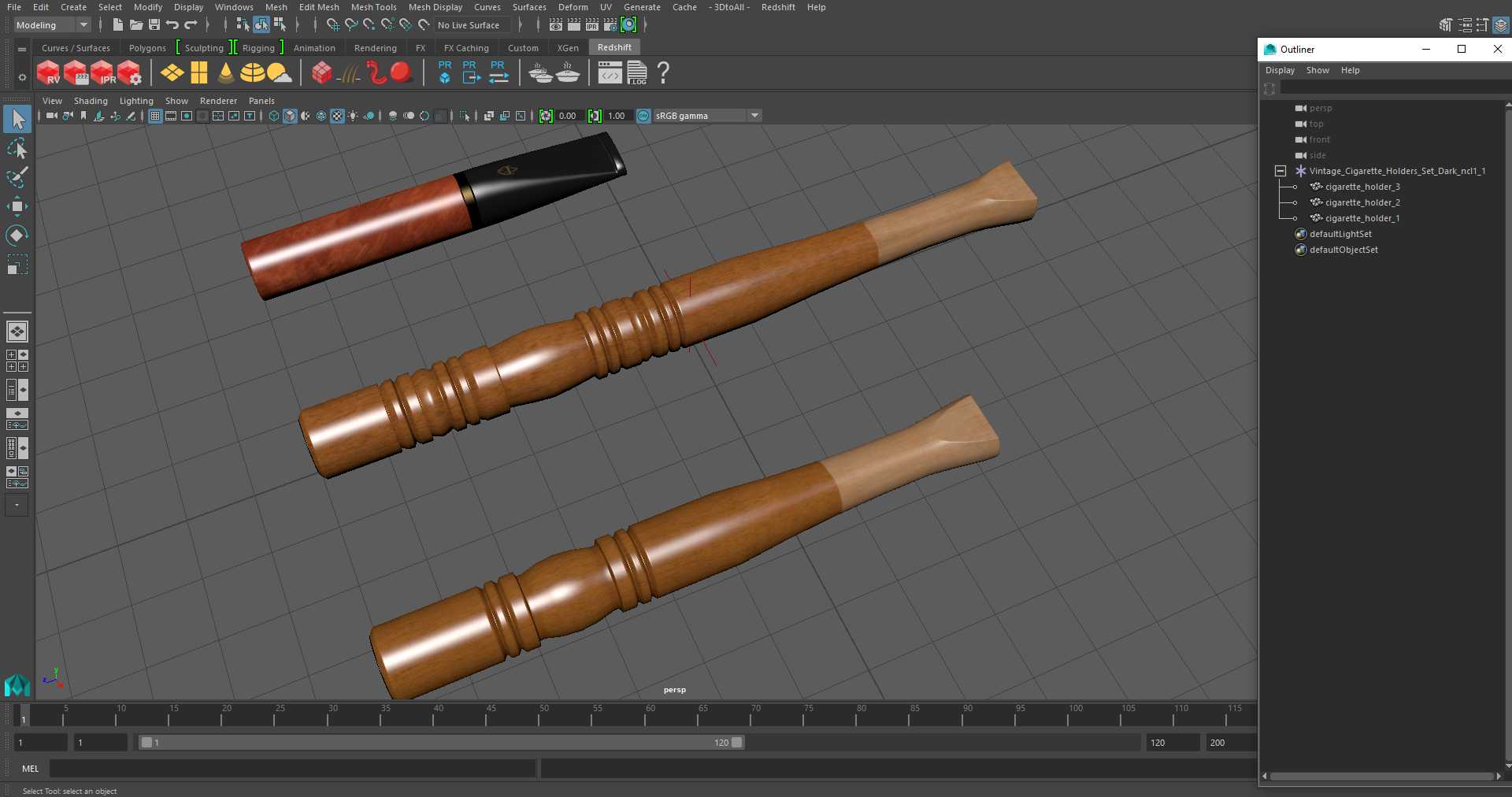 Vintage Cigarette Holders Set Dark 3D model