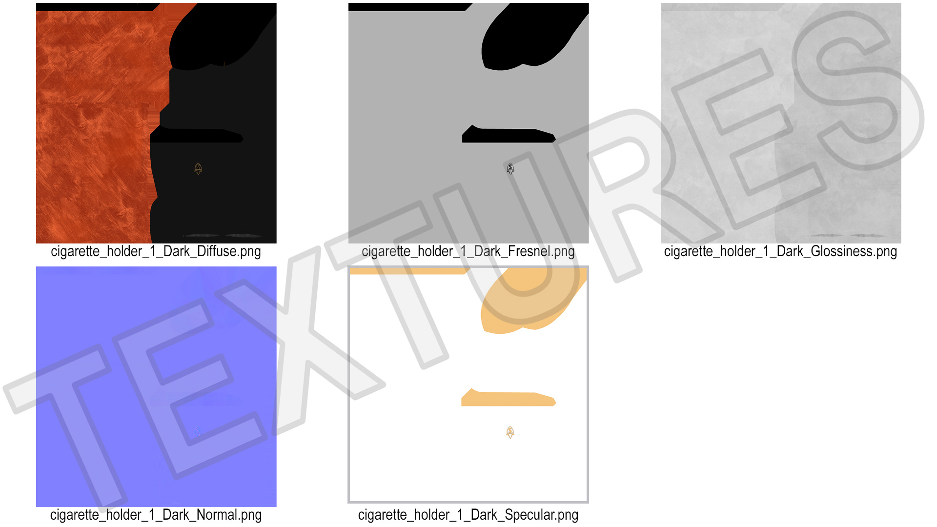 Vintage Cigarette Holders Set Dark 3D model