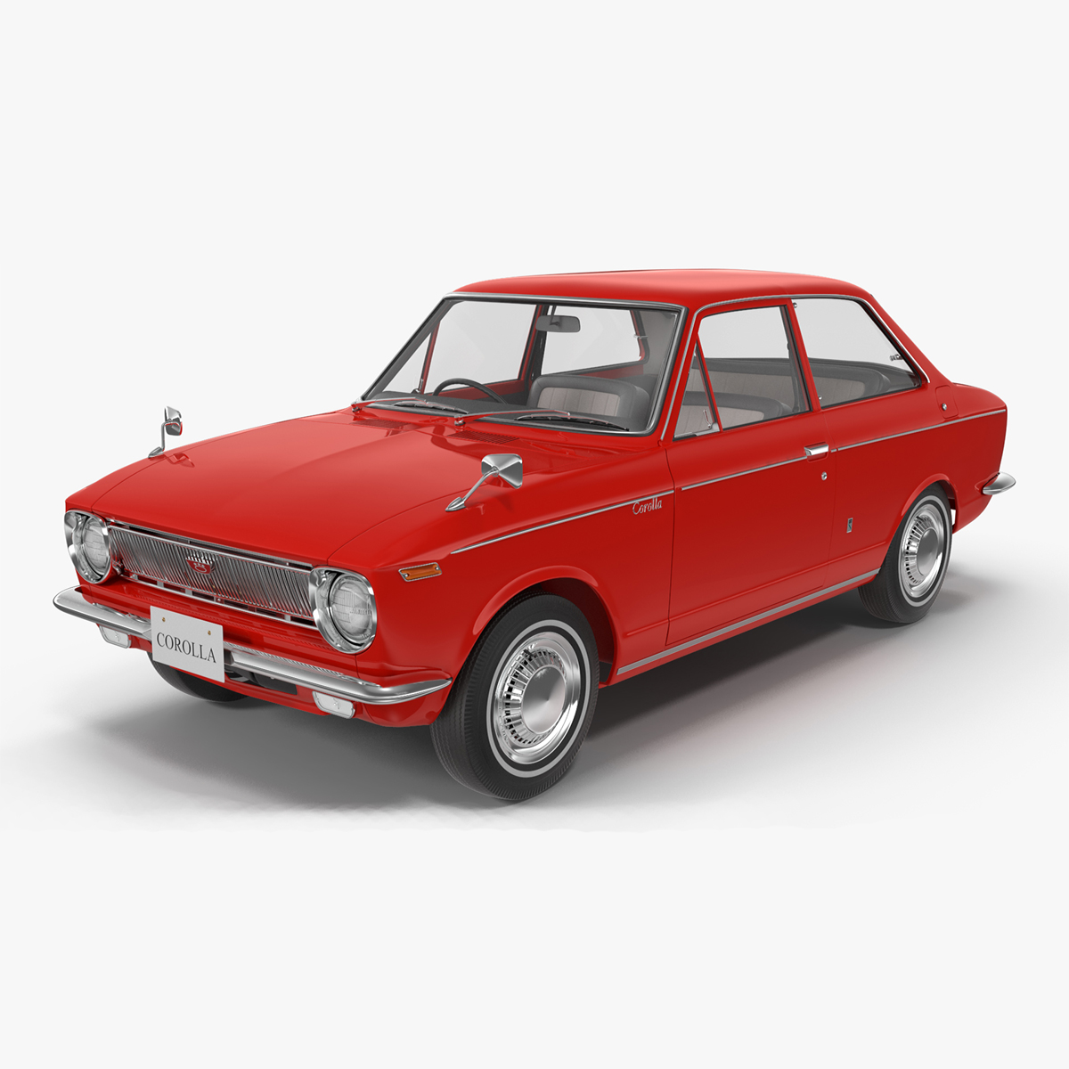 3D Toyota Corolla E10 1966 2-Door Sedan Red Rigged for Maya