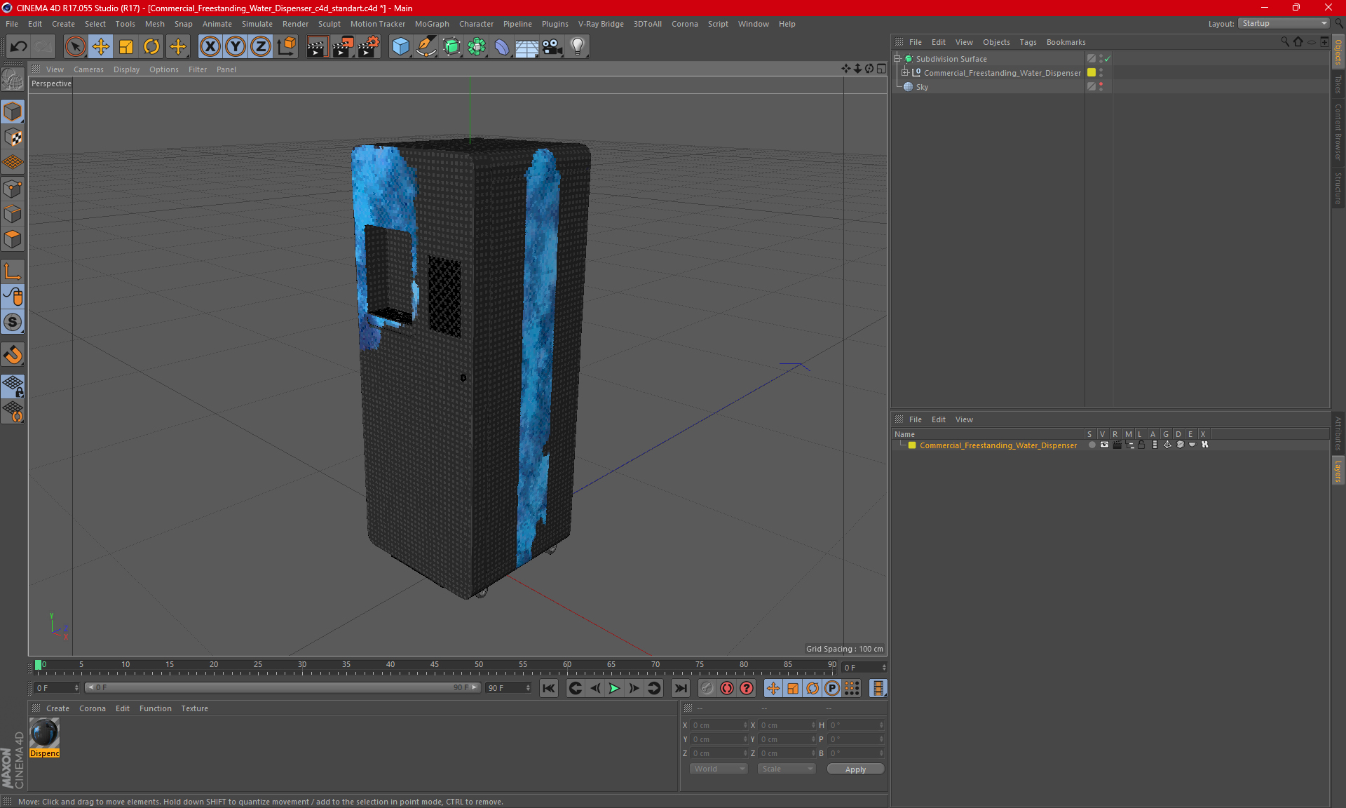 Commercial Freestanding Water Dispenser 3D model