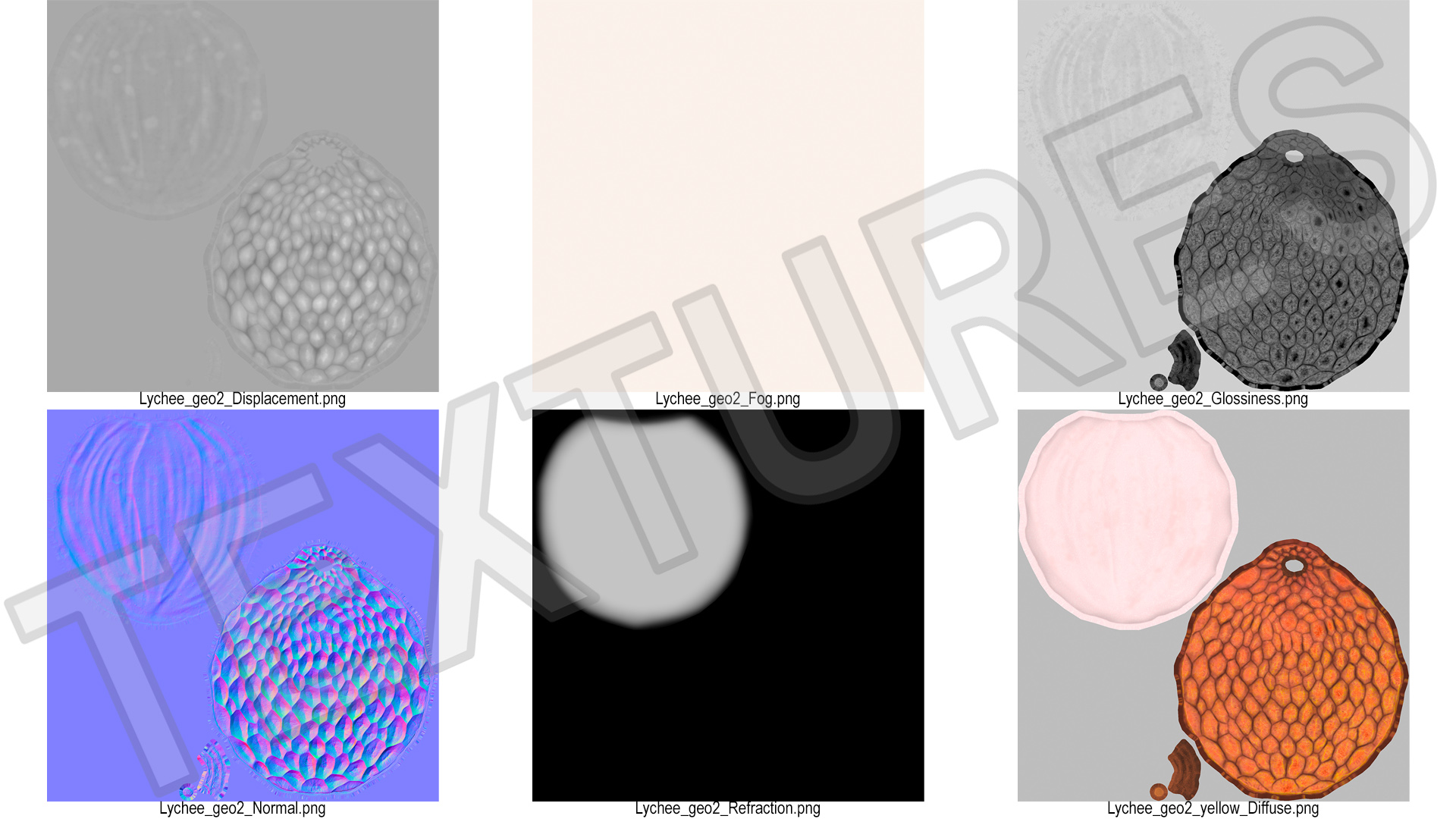 3D model Half Peeled Lychee Yellow