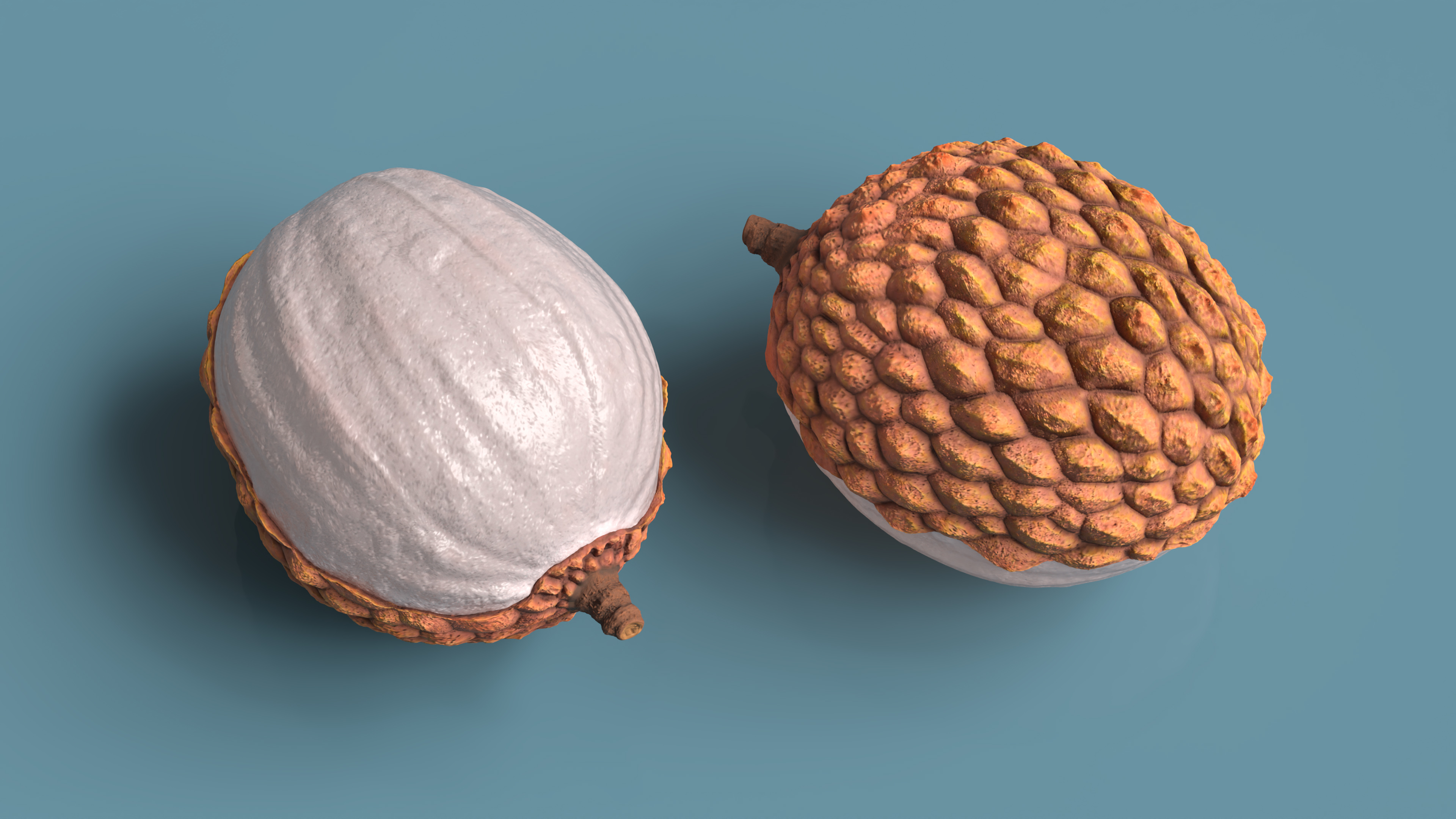 3D model Half Peeled Lychee Yellow