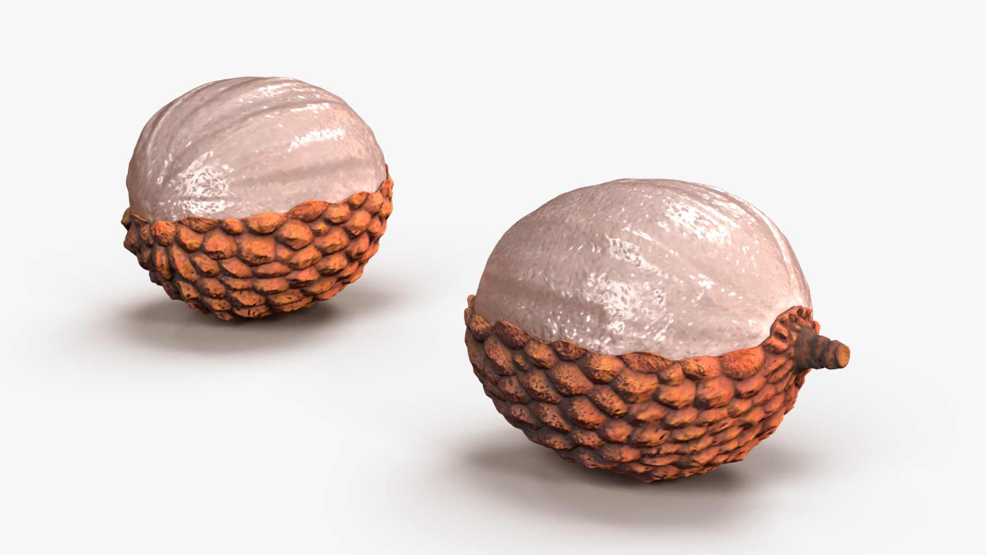 3D model Half Peeled Lychee Yellow