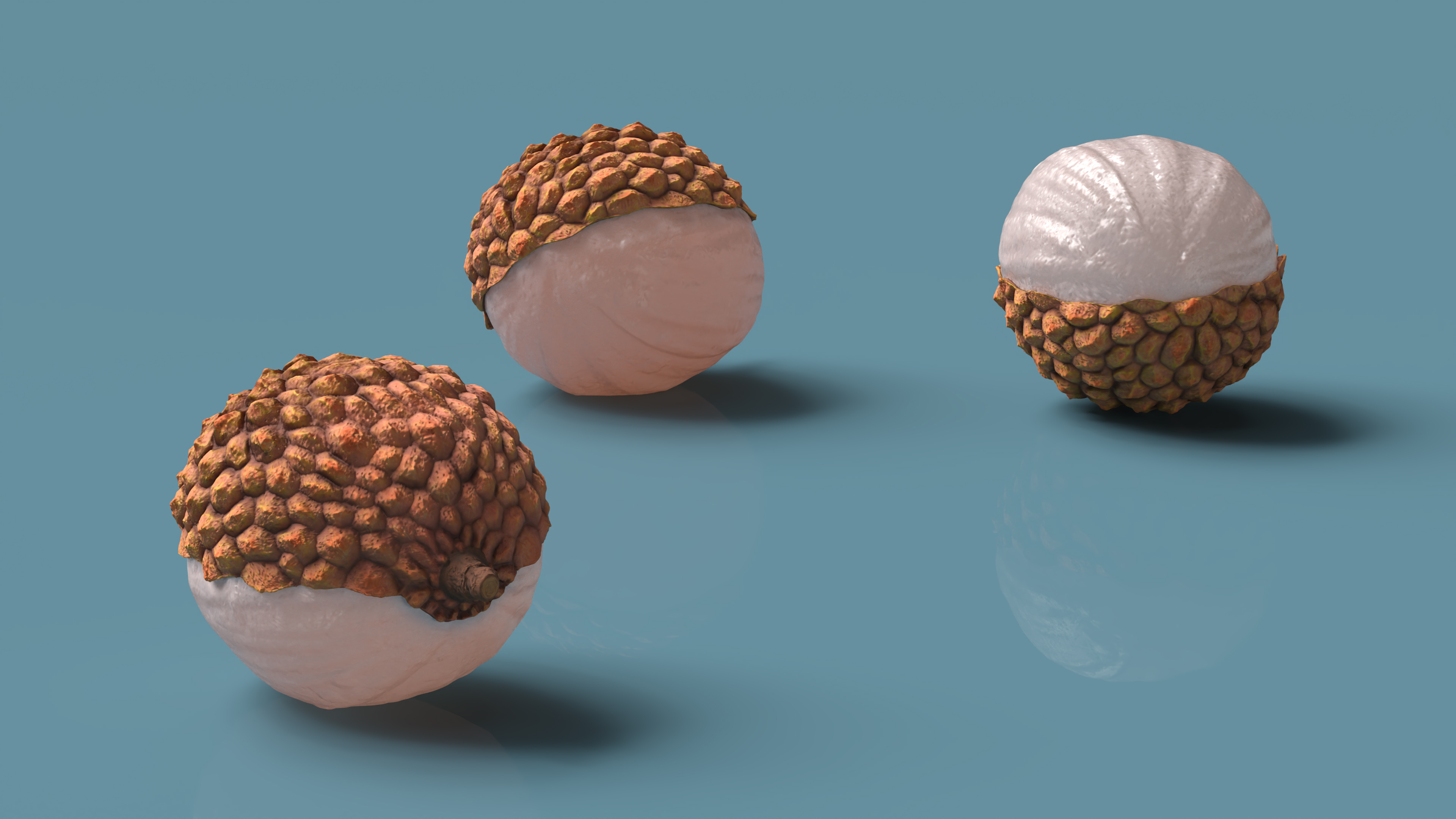 3D model Half Peeled Lychee Yellow