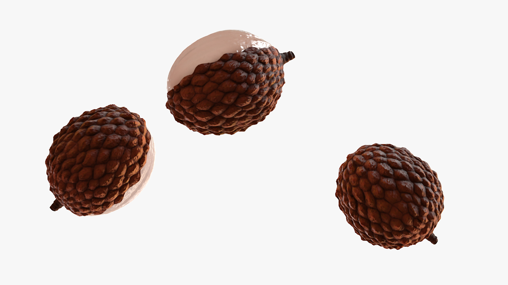 3D model Half Peeled Lychee Yellow