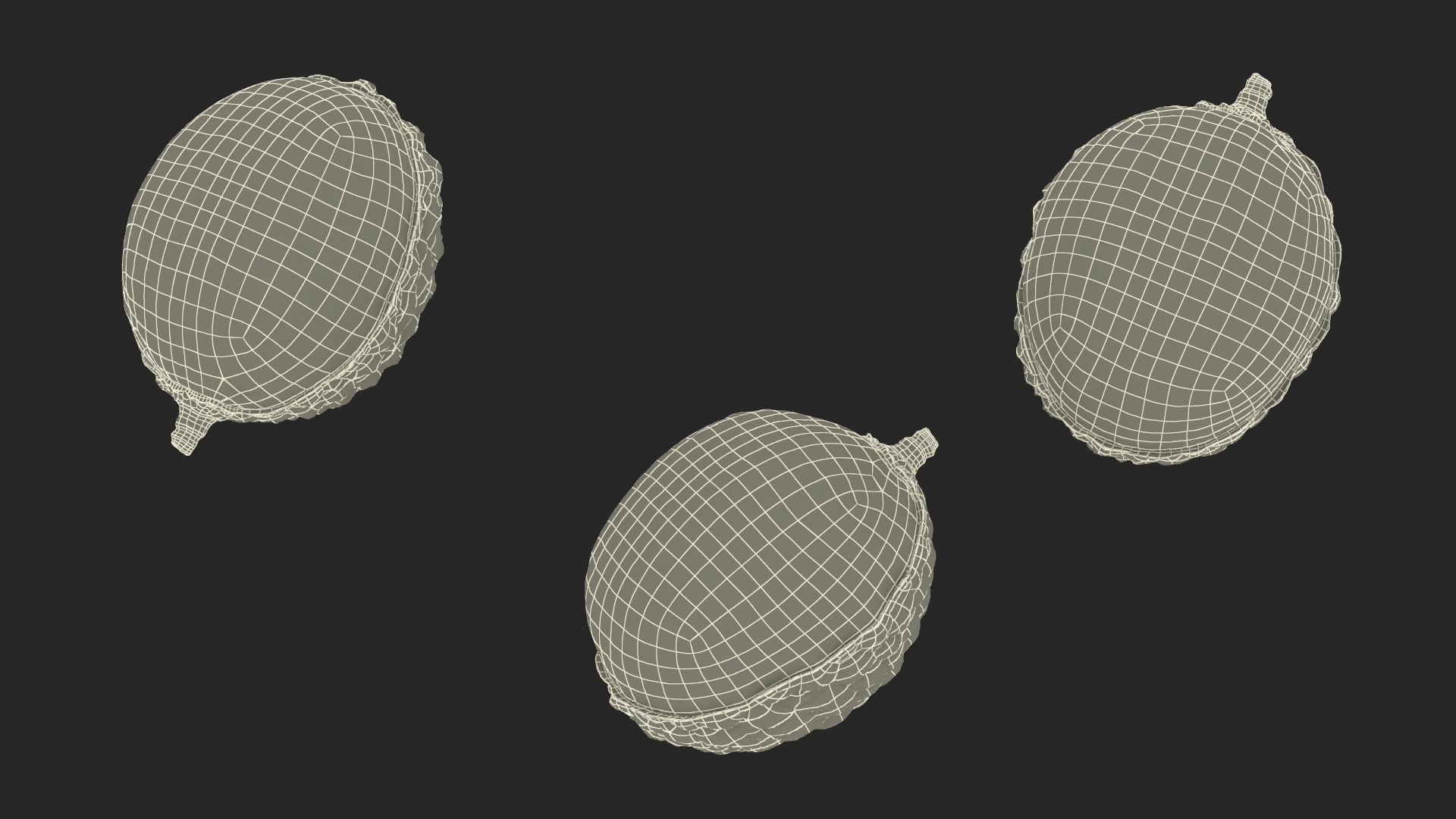 3D model Half Peeled Lychee Yellow