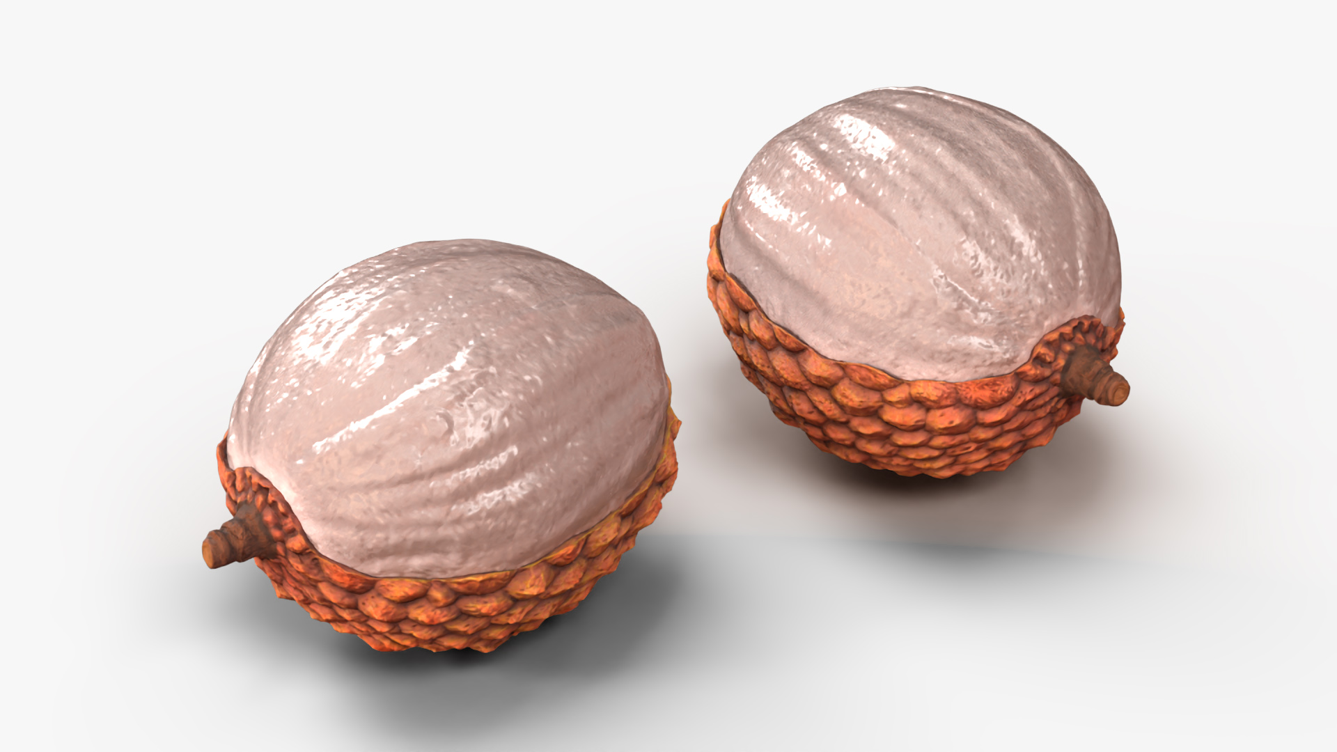 3D model Half Peeled Lychee Yellow