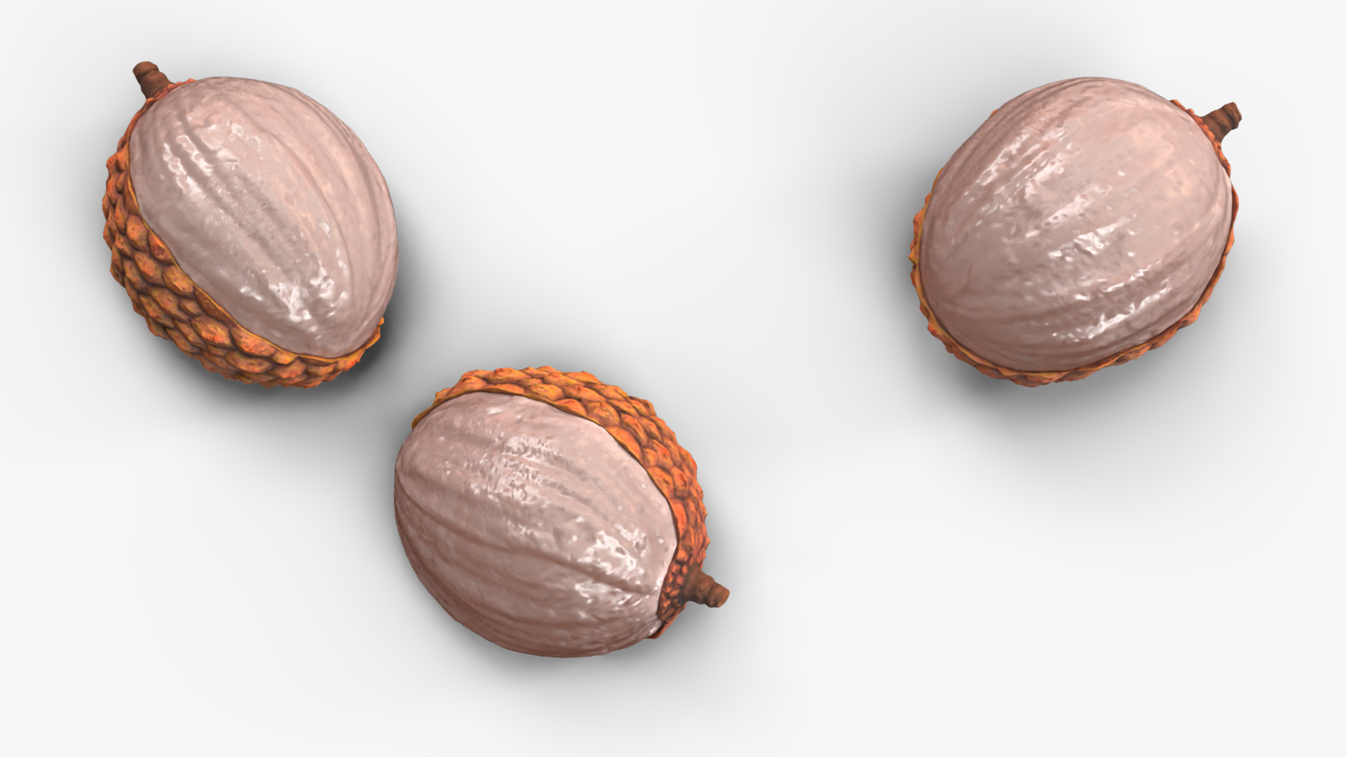 3D model Half Peeled Lychee Yellow
