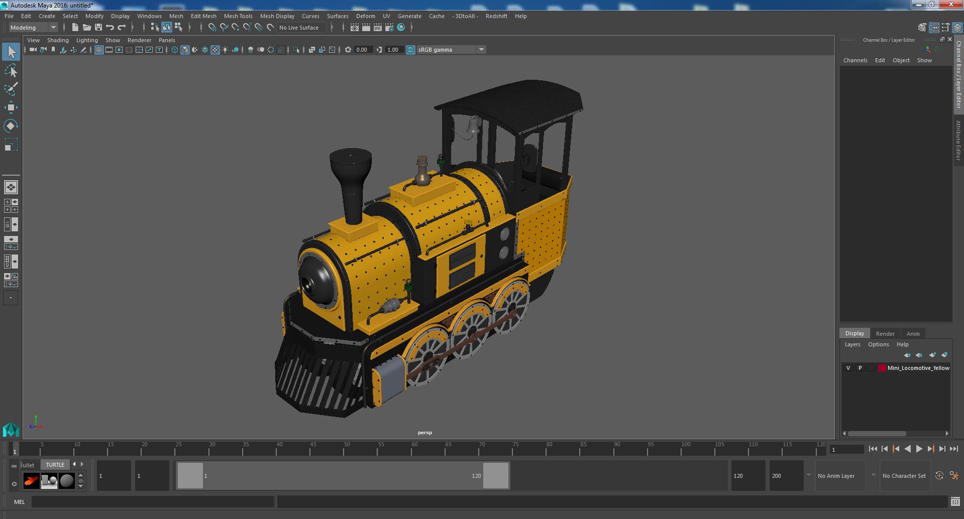 Mini Locomotive Yellow 3D