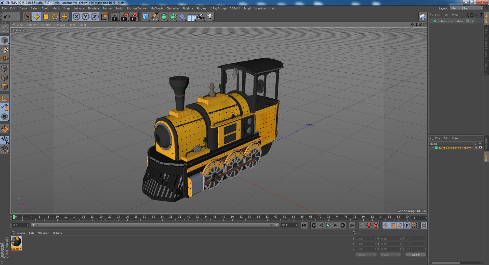 Mini Locomotive Yellow 3D