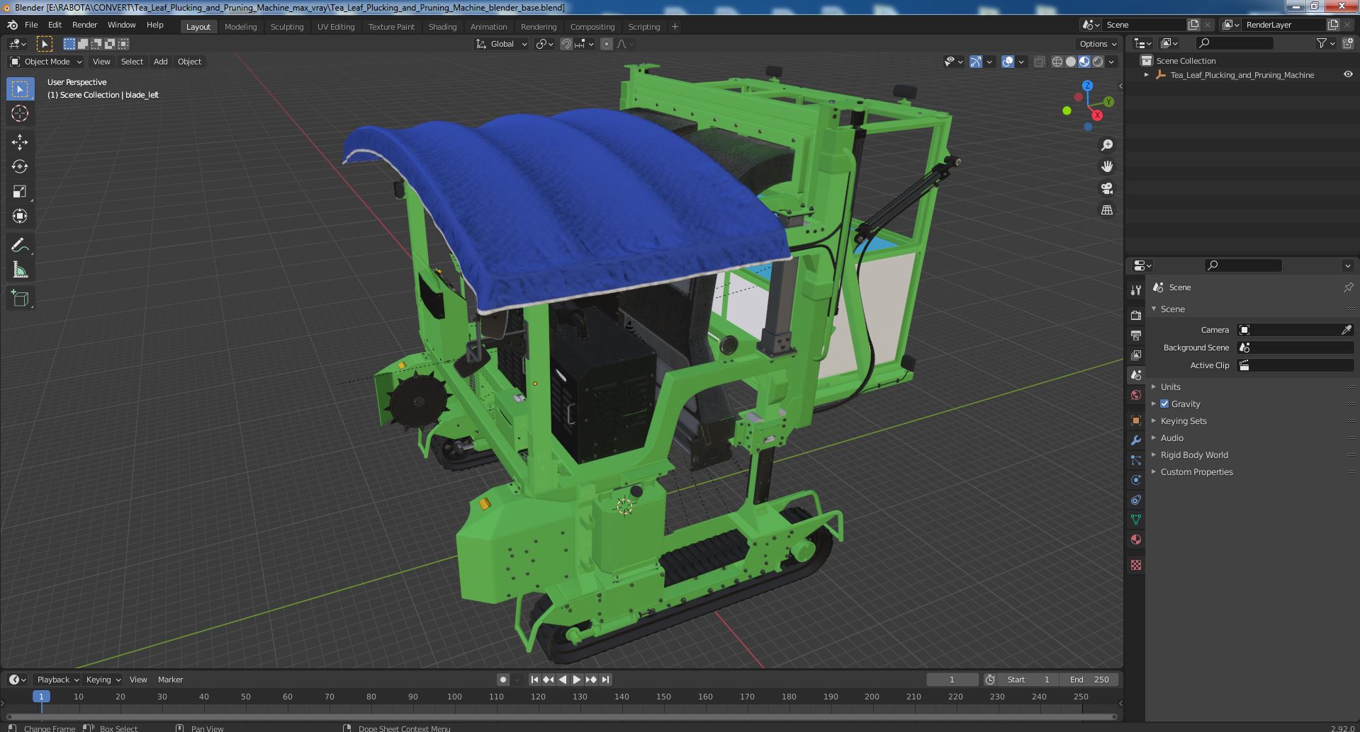 Tea Leaf Plucking and Pruning Machine 3D