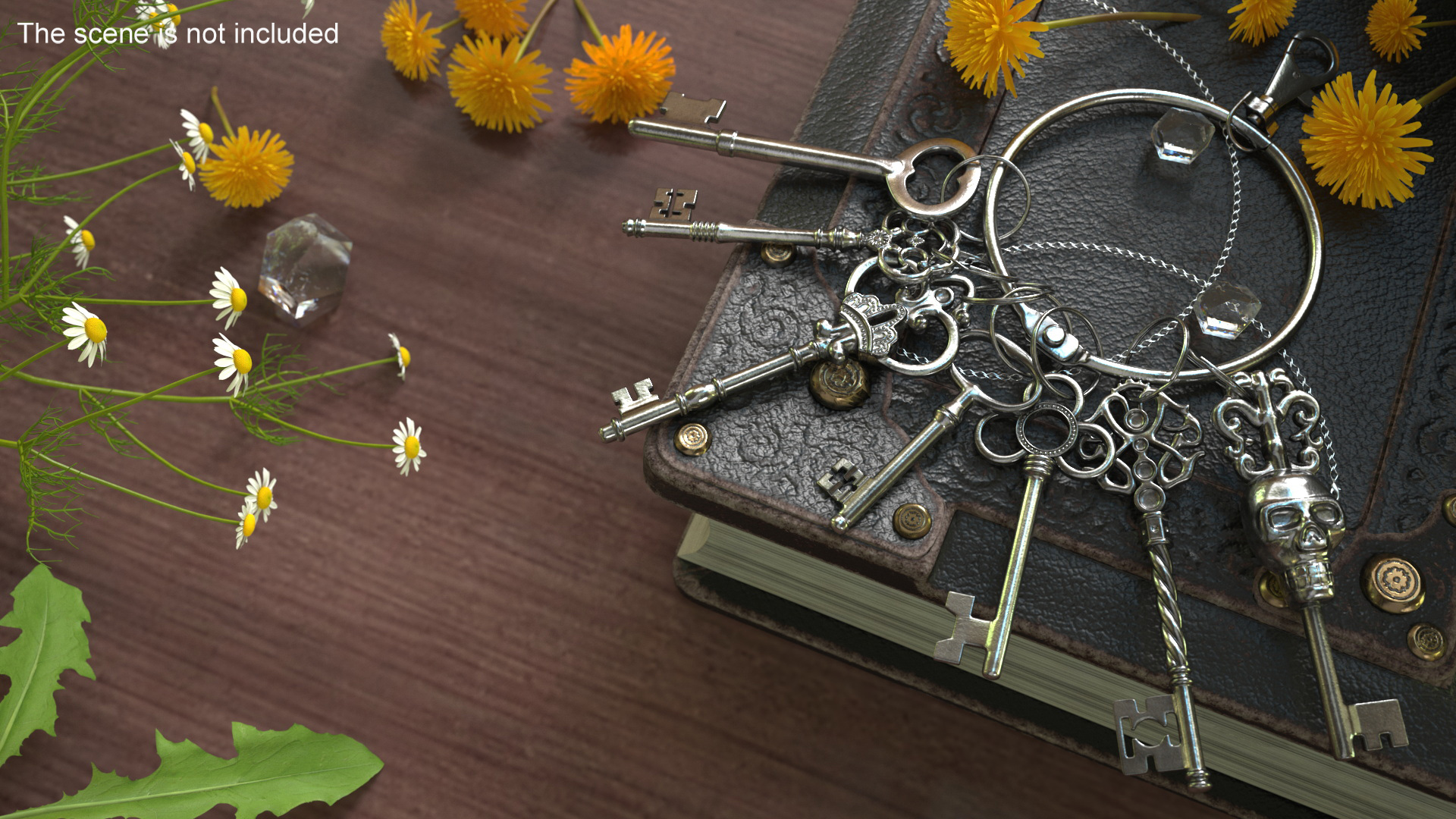 3D Skeleton Keys Bunch Silver