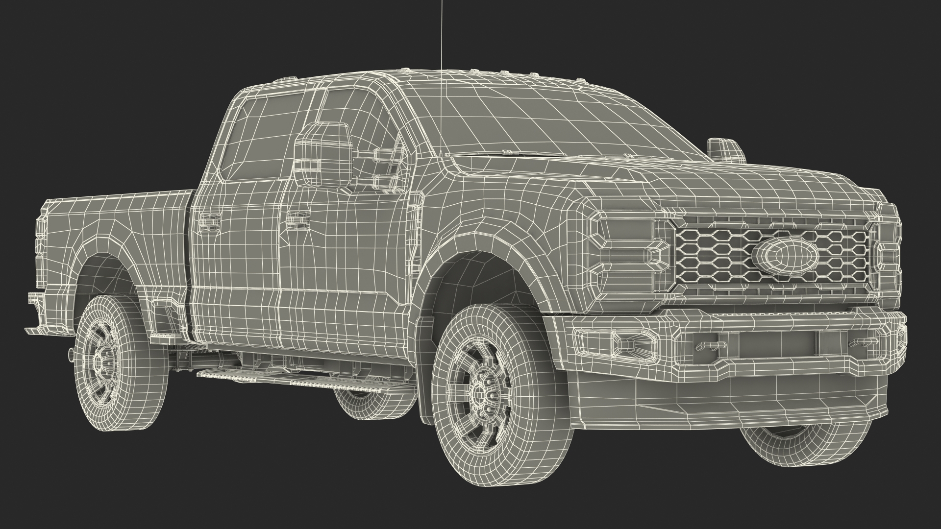 Pickup Ford Super Duty F550 White Simple Interior 3D model