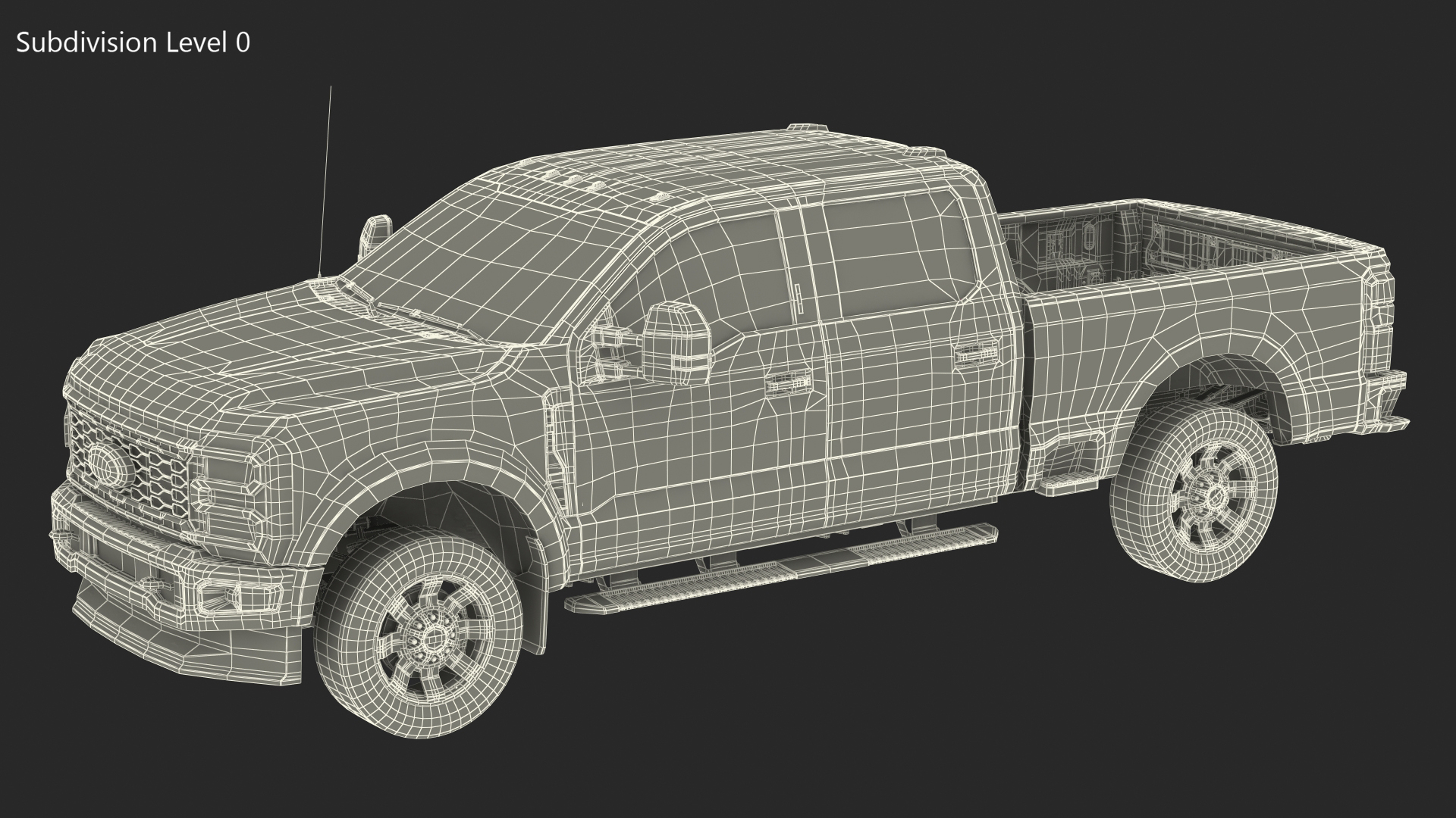 Pickup Ford Super Duty F550 White Simple Interior 3D model