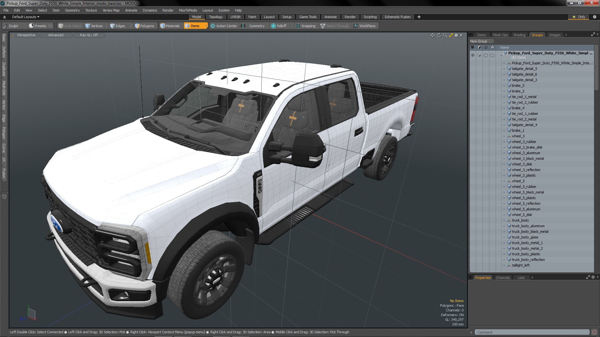 Pickup Ford Super Duty F550 White Simple Interior 3D model
