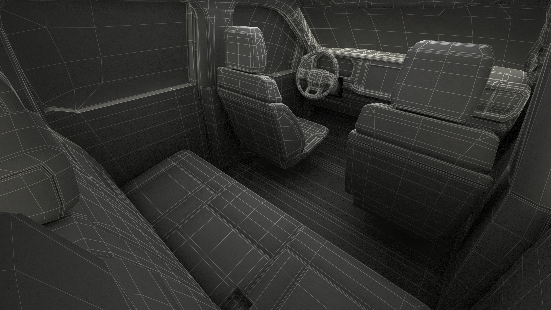Pickup Ford Super Duty F550 White Simple Interior 3D model