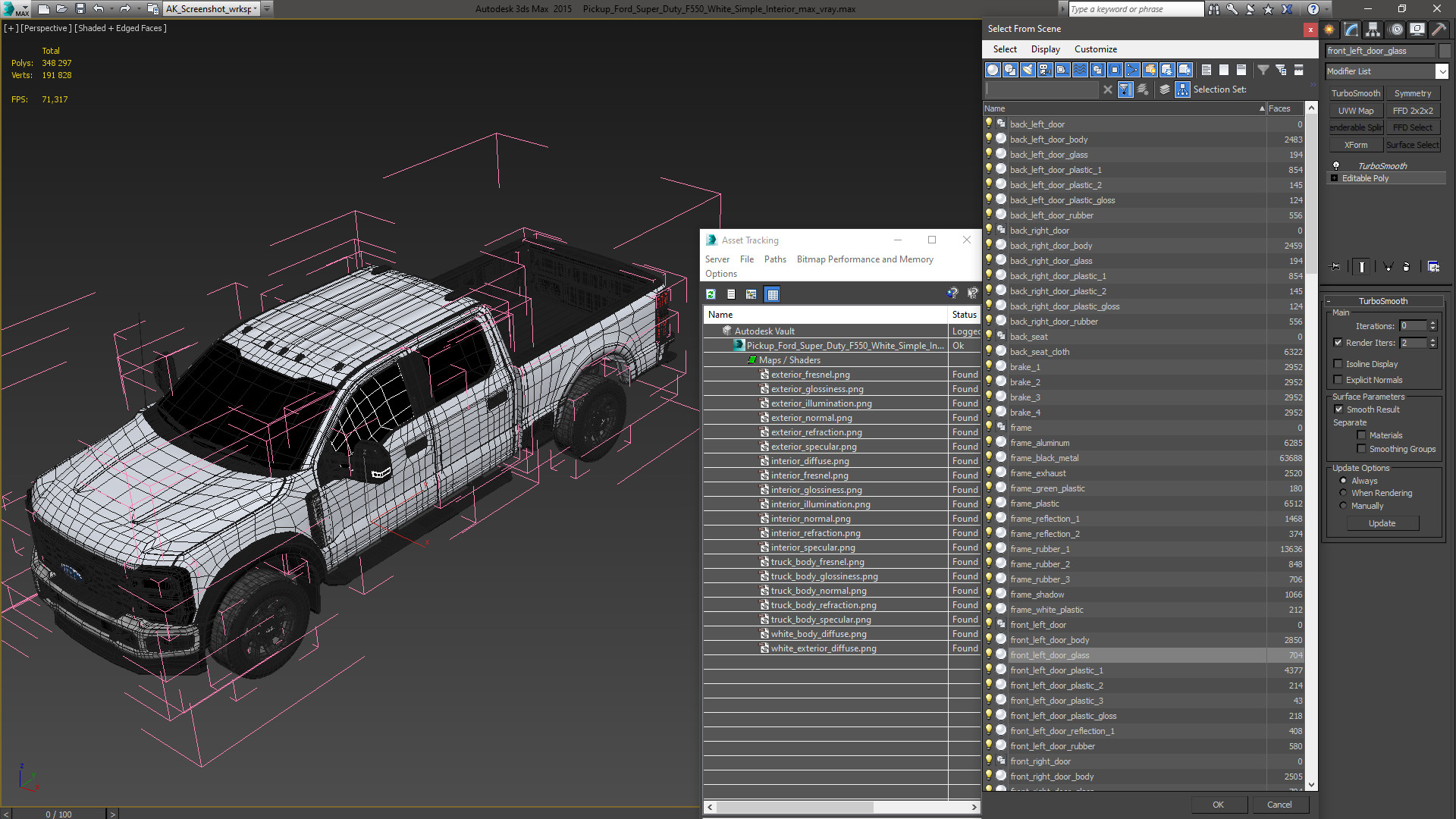 Pickup Ford Super Duty F550 White Simple Interior 3D model