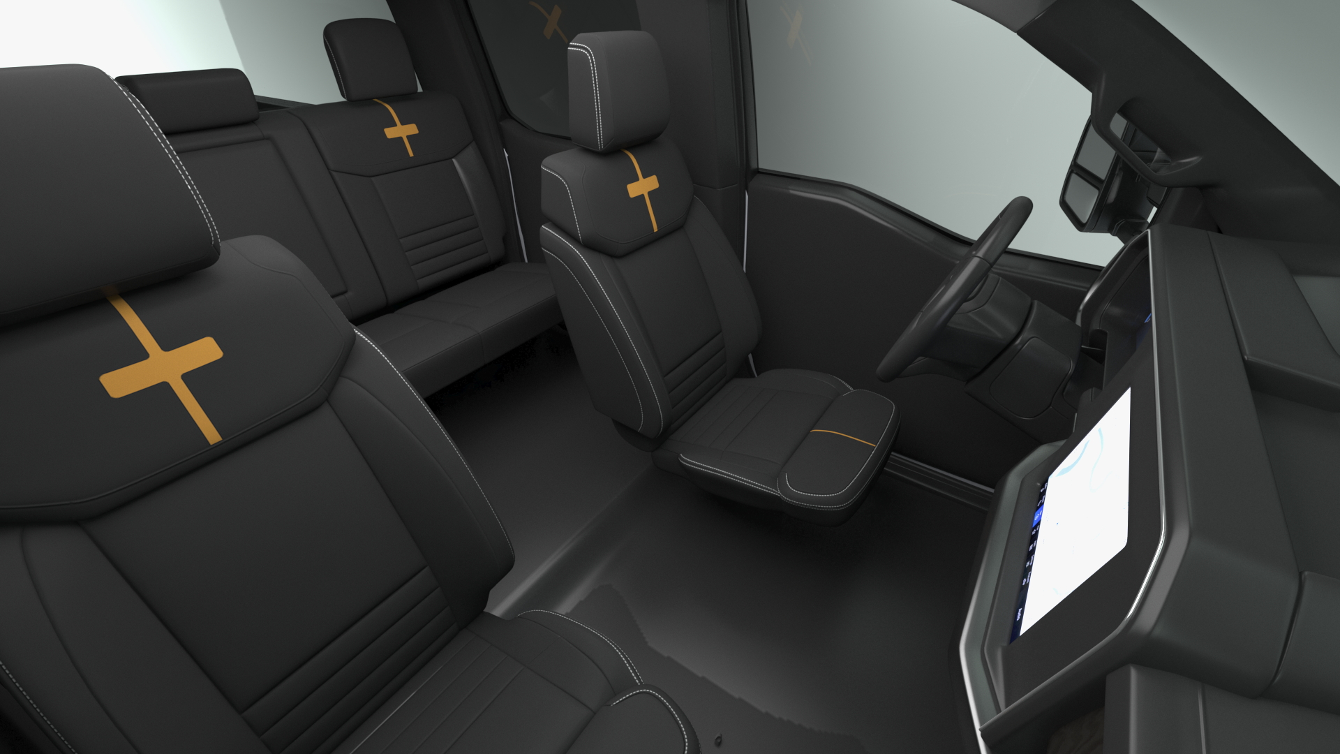 Pickup Ford Super Duty F550 White Simple Interior 3D model