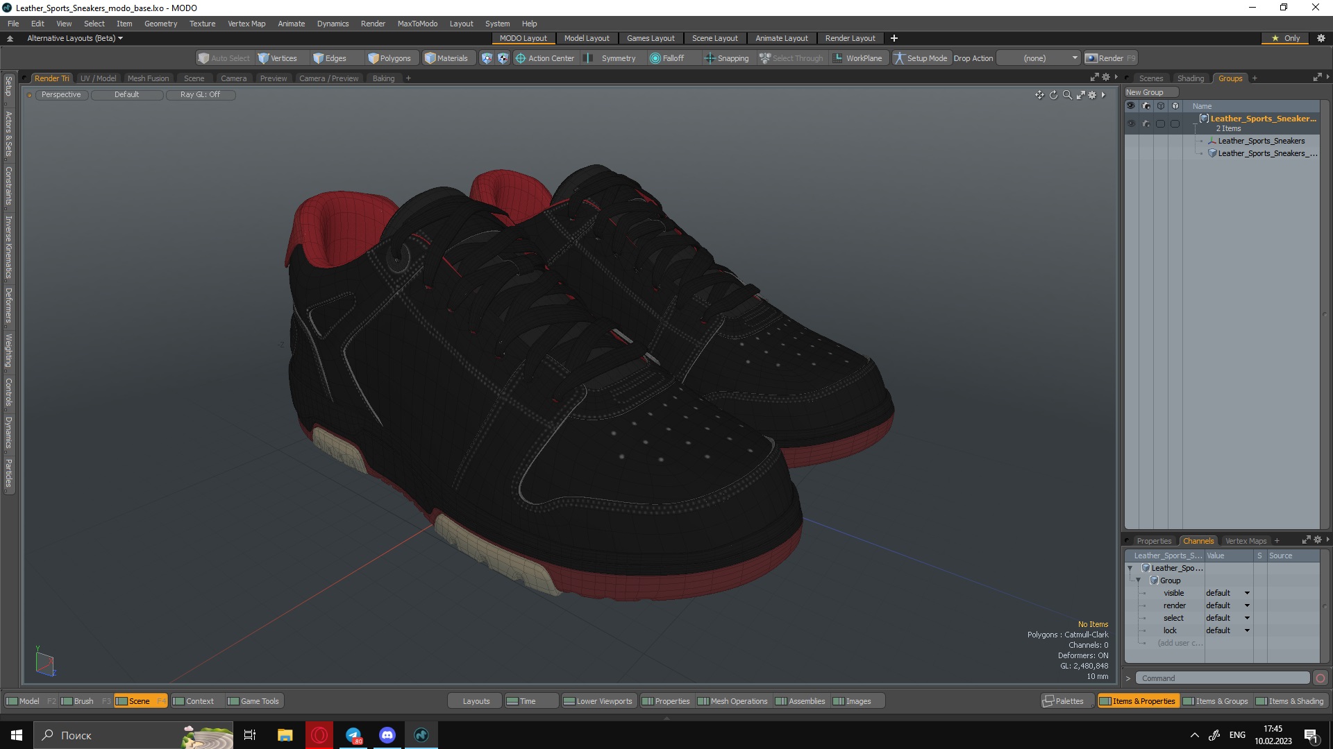3D Leather Sports Sneakers model