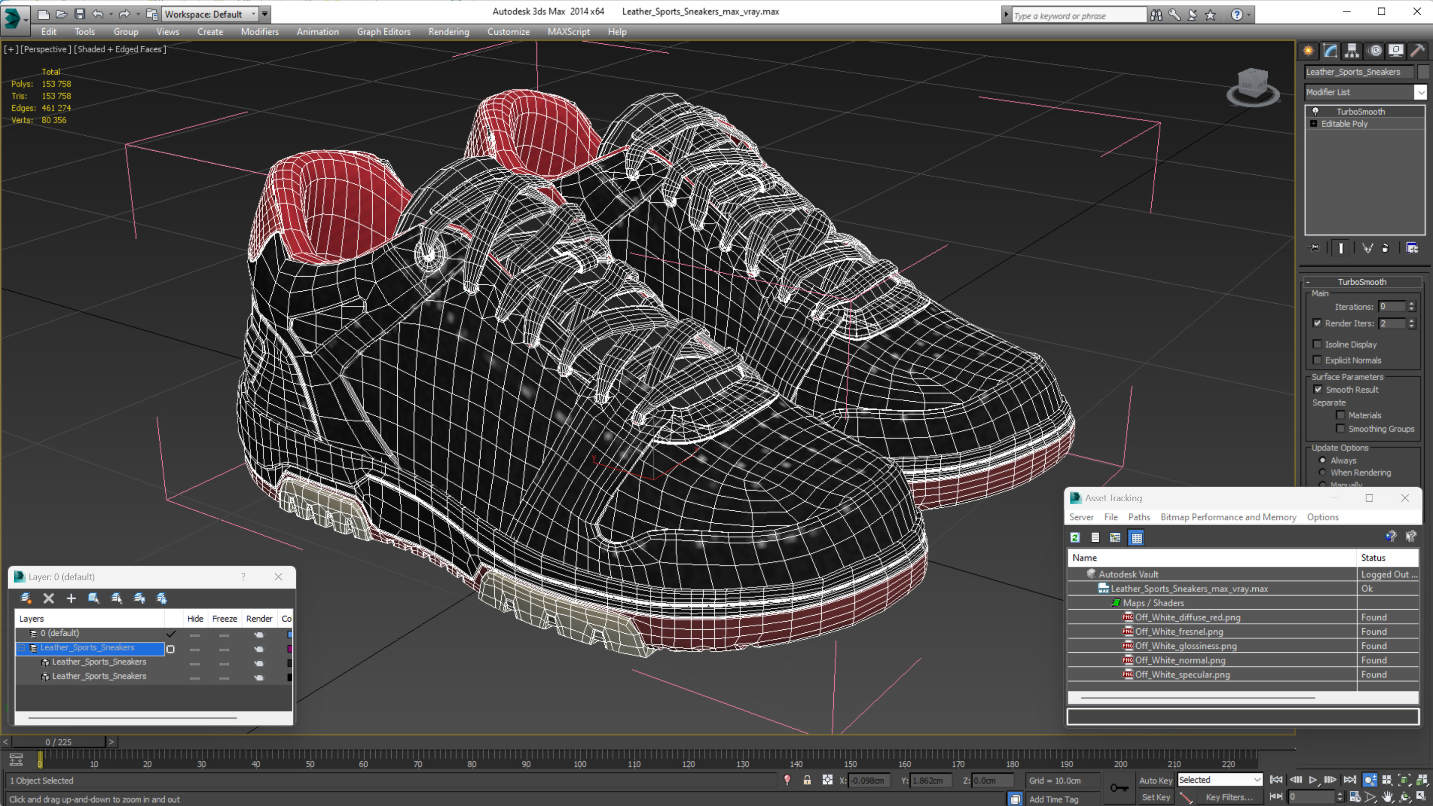 3D Leather Sports Sneakers model
