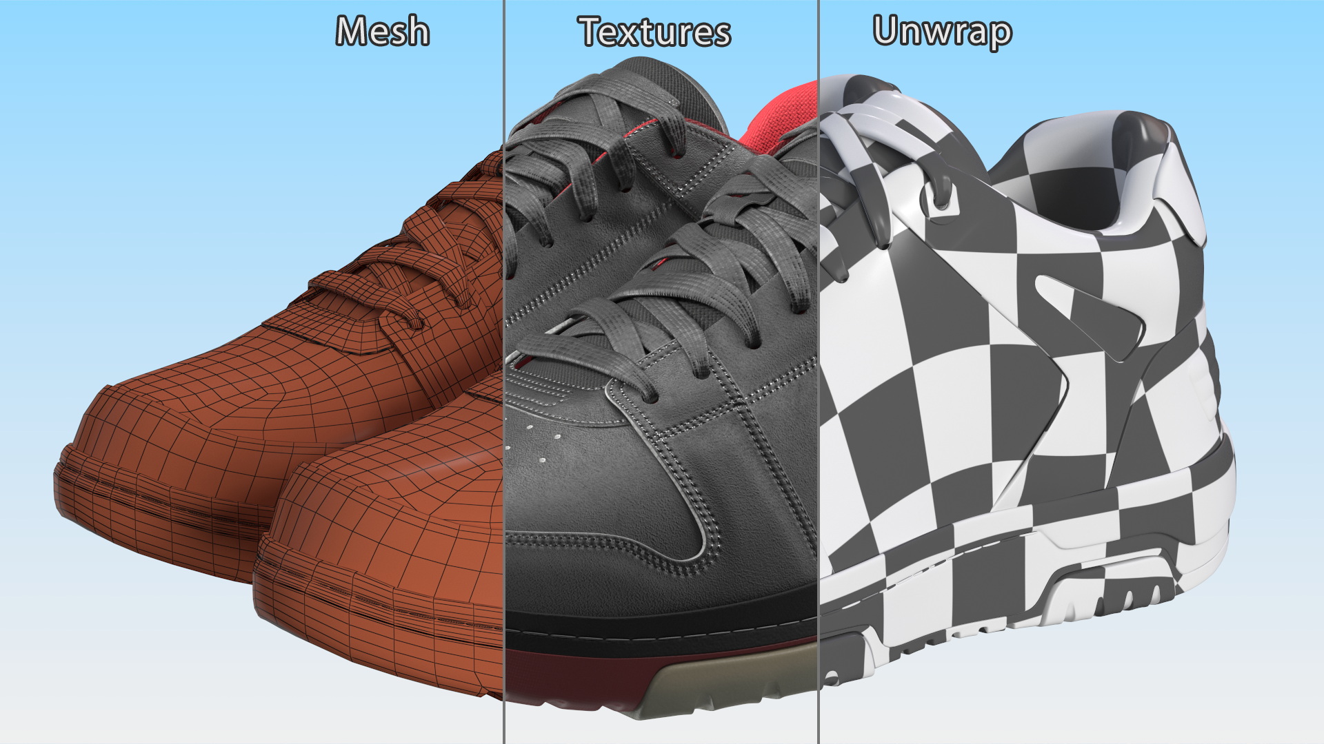 3D Leather Sports Sneakers model