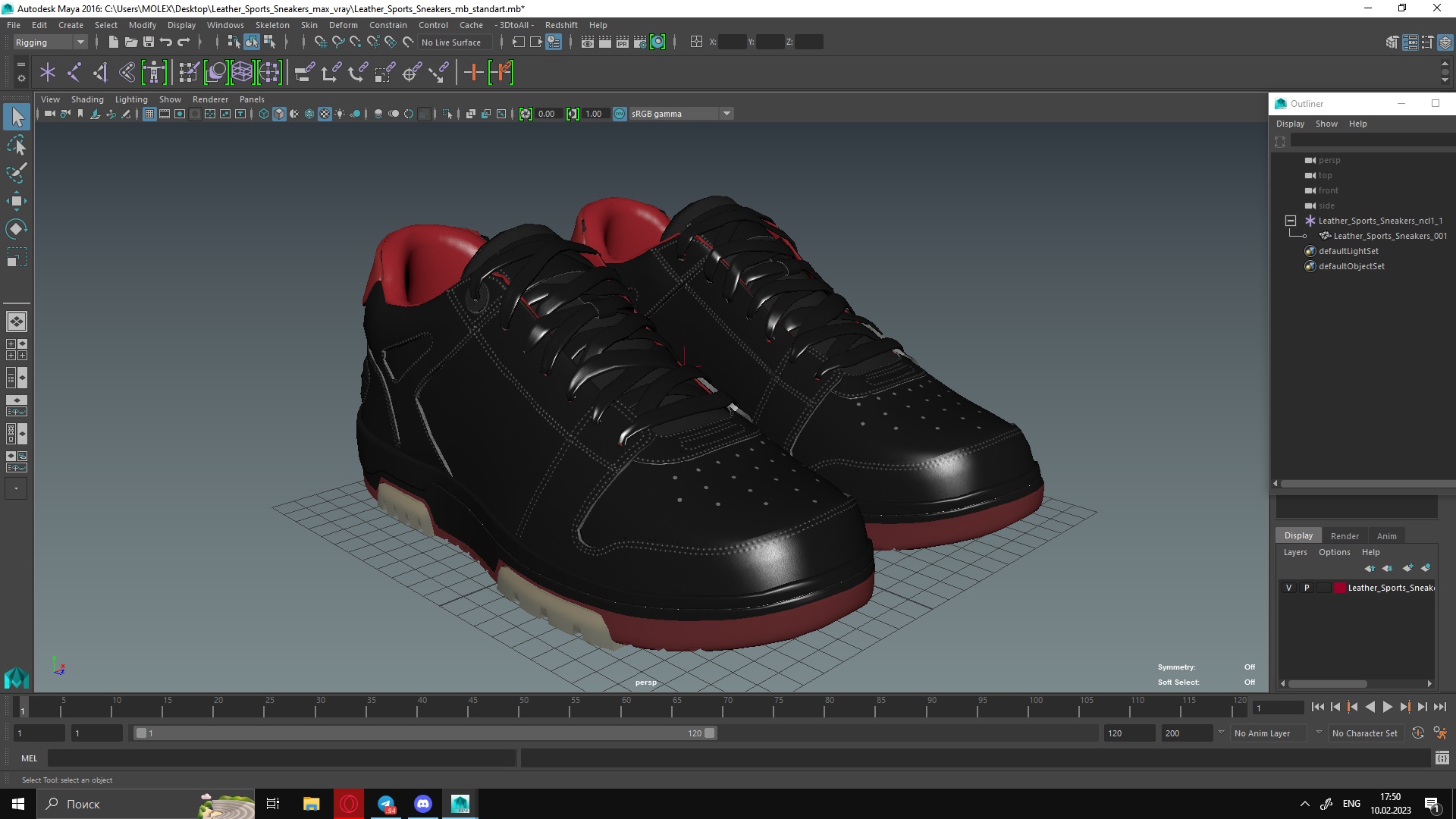 3D Leather Sports Sneakers model