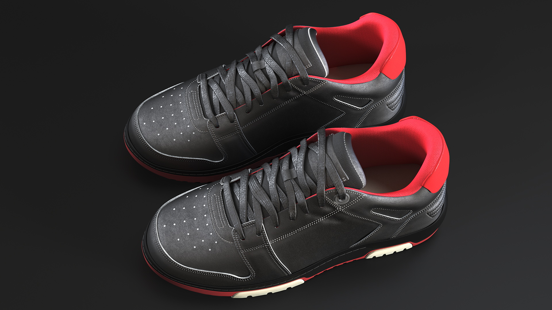 3D Leather Sports Sneakers model
