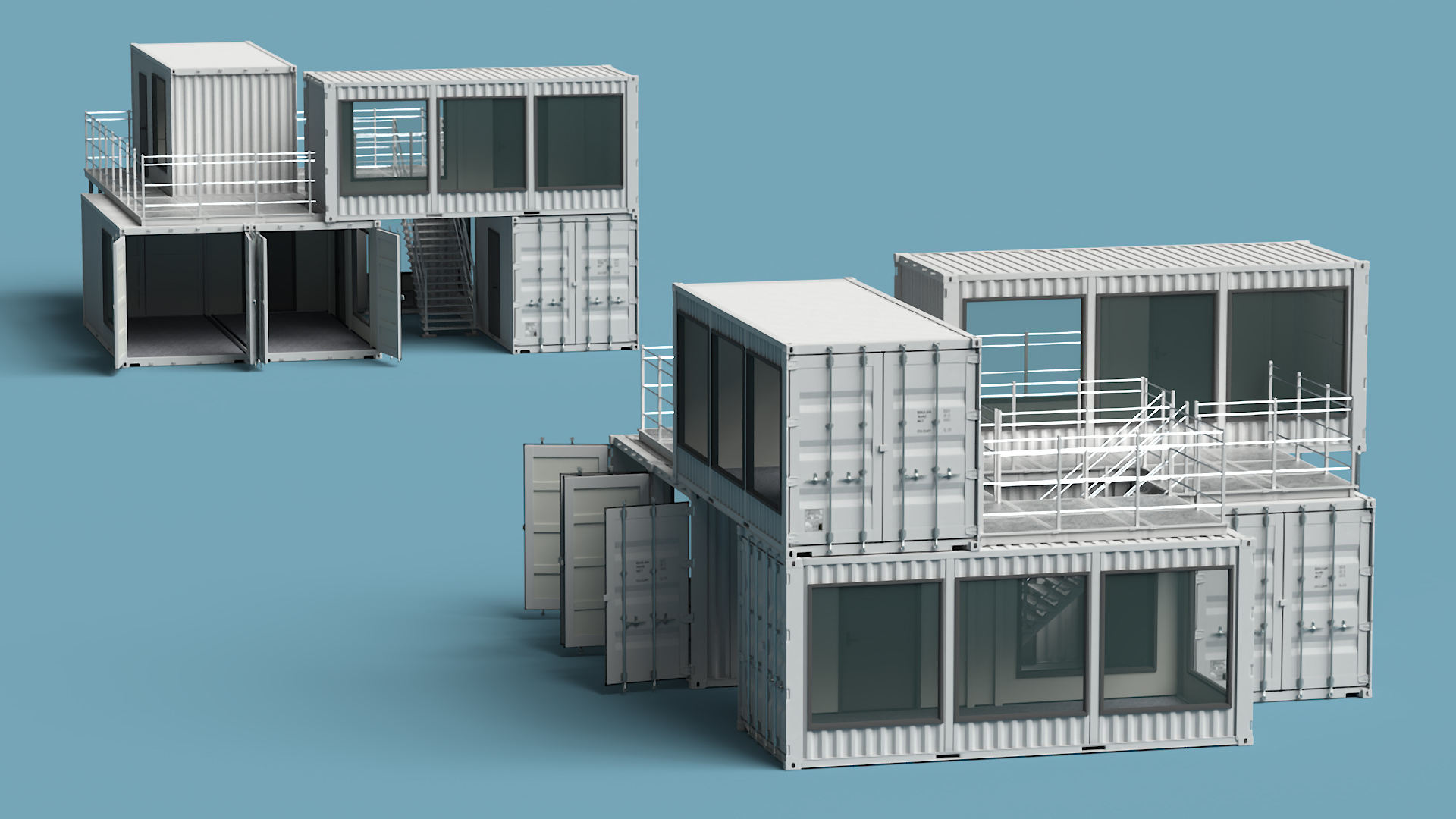 Modern Container Office White 3D model