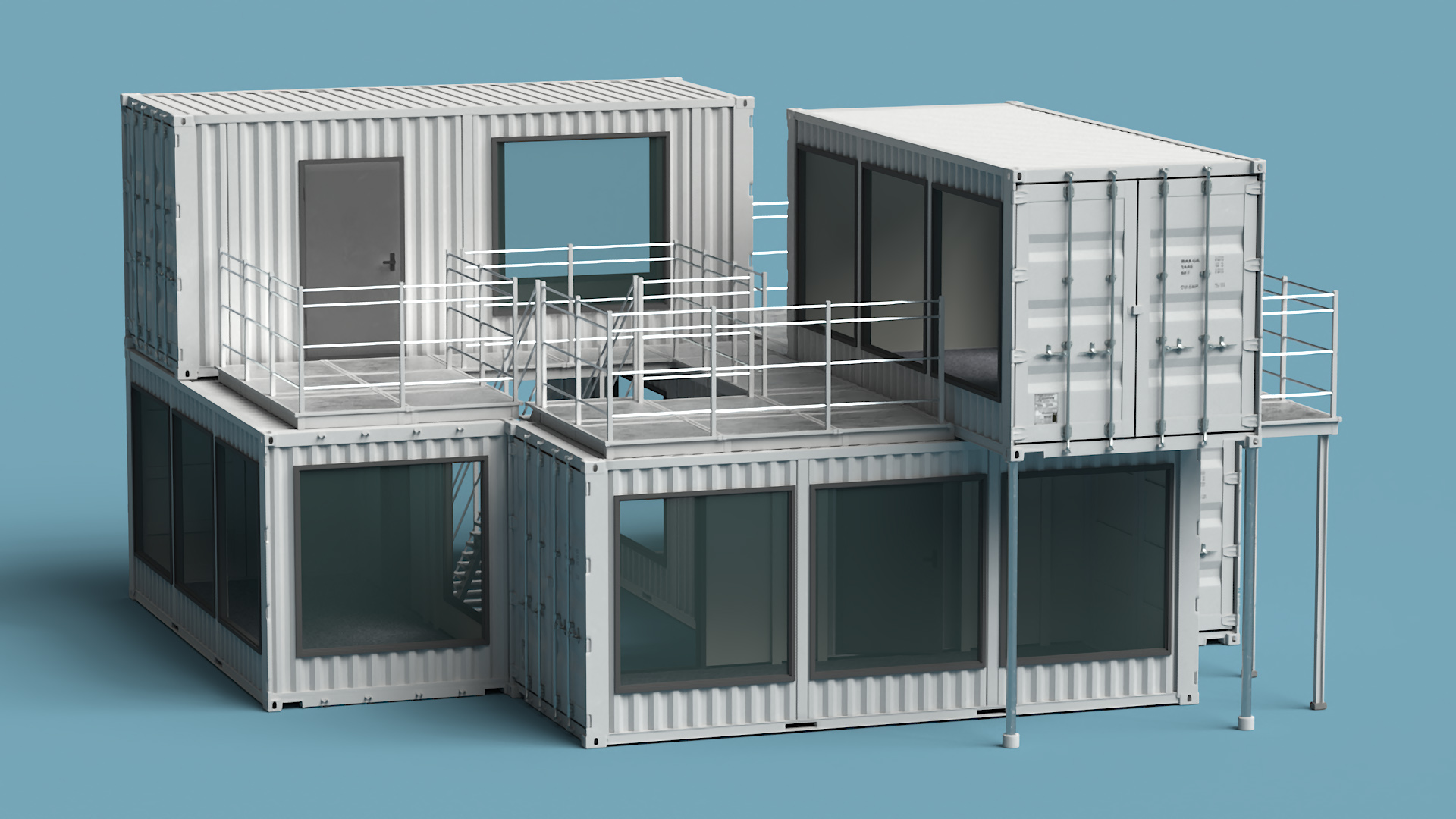 Modern Container Office White 3D model