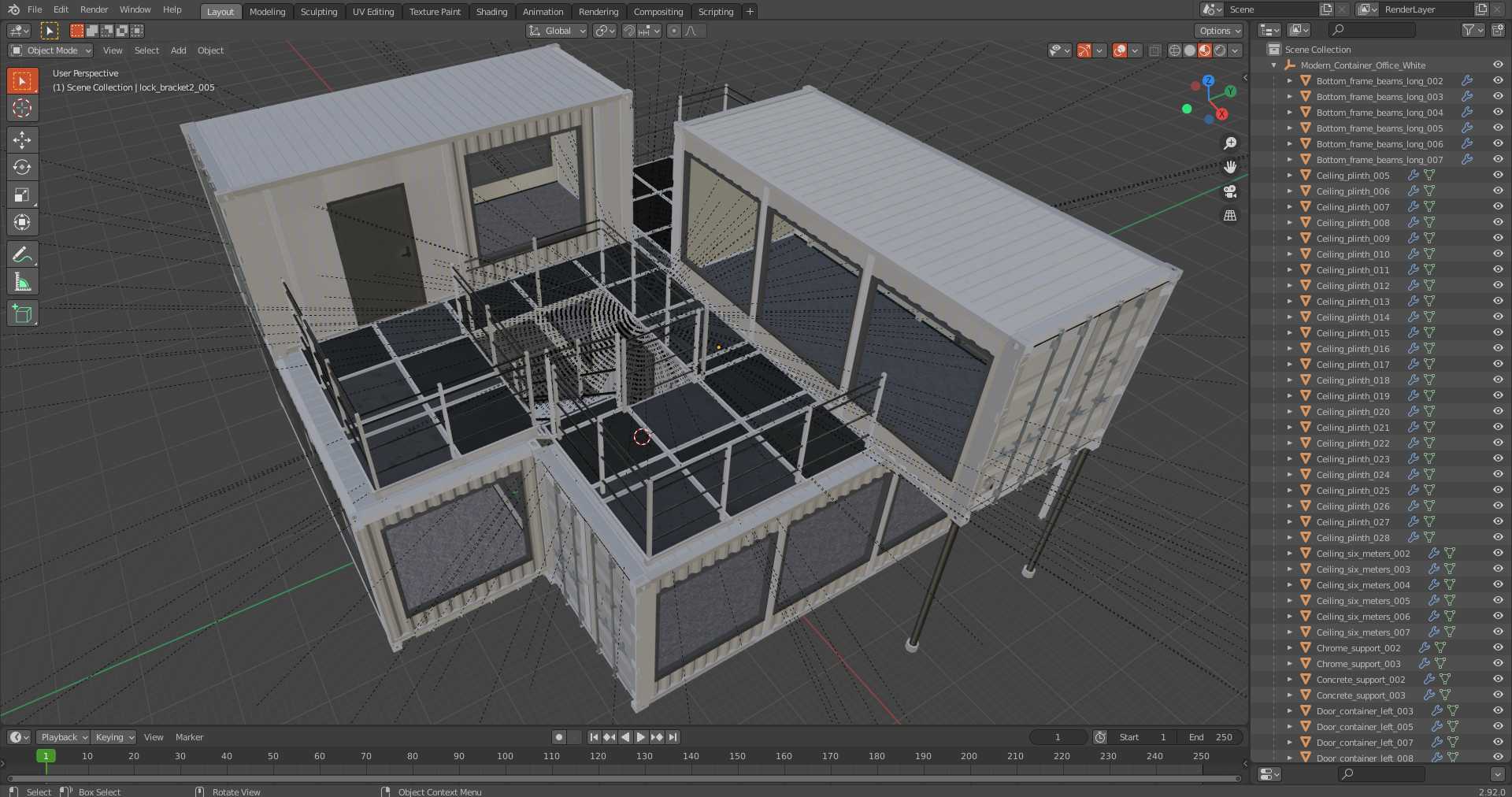 Modern Container Office White 3D model