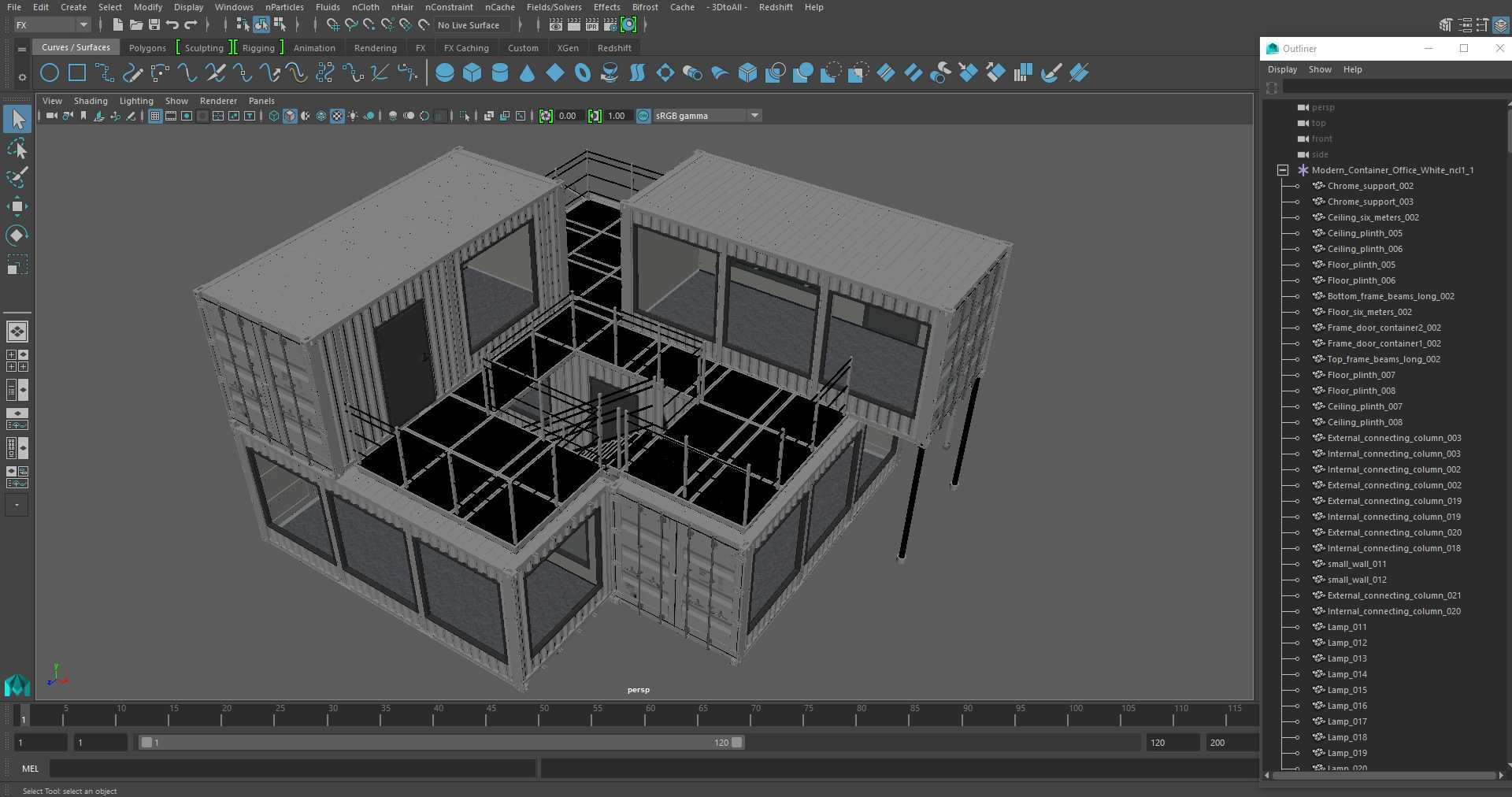 Modern Container Office White 3D model