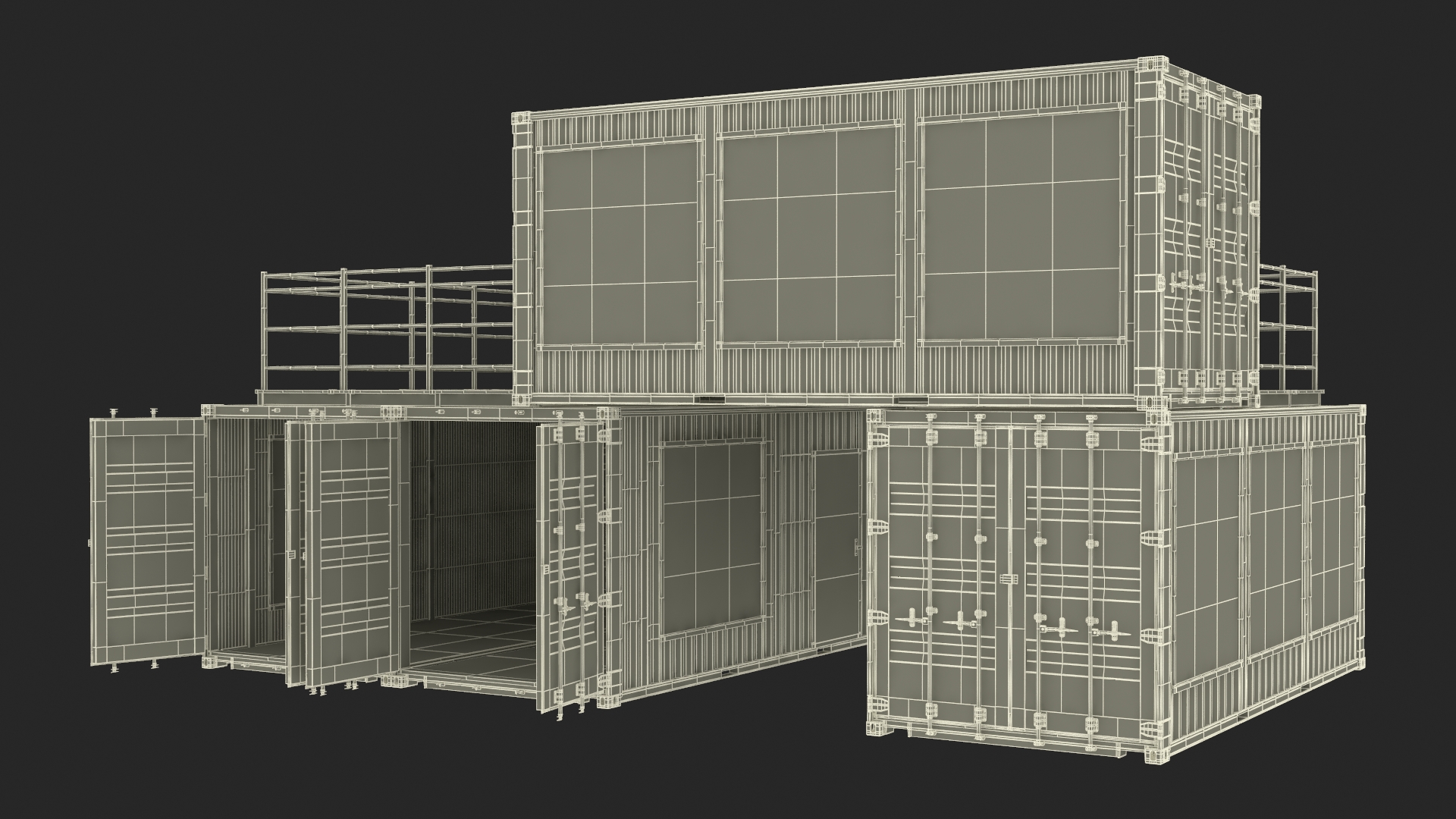 Modern Container Office White 3D model