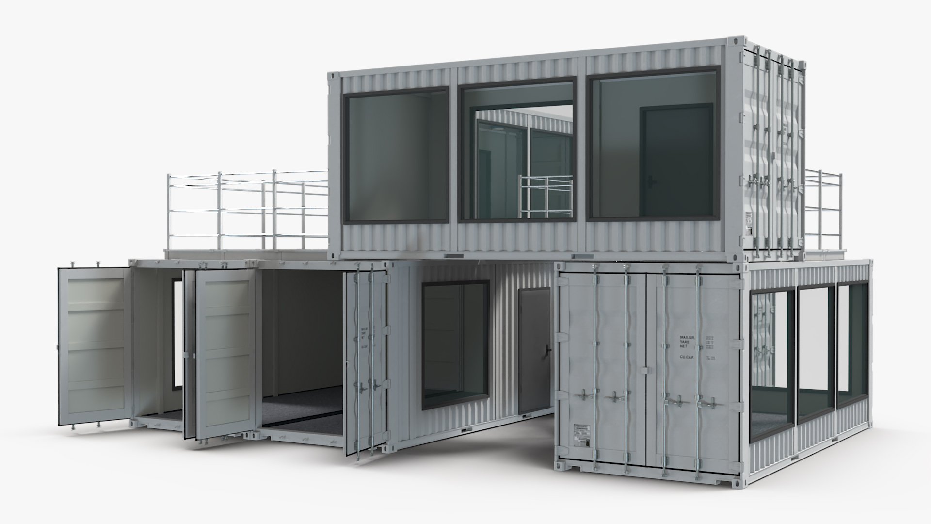 Modern Container Office White 3D model