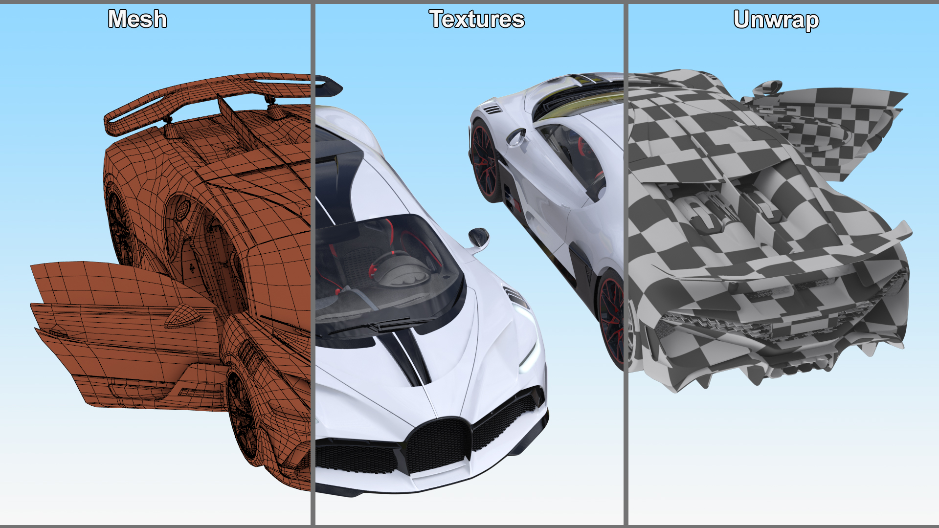 Luxury Car White Rigged for Cinema 4D 3D