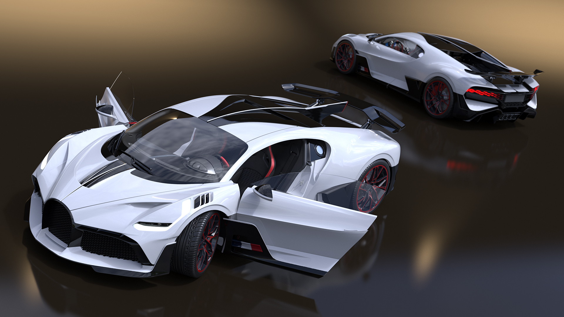 Luxury Car White Rigged for Cinema 4D 3D