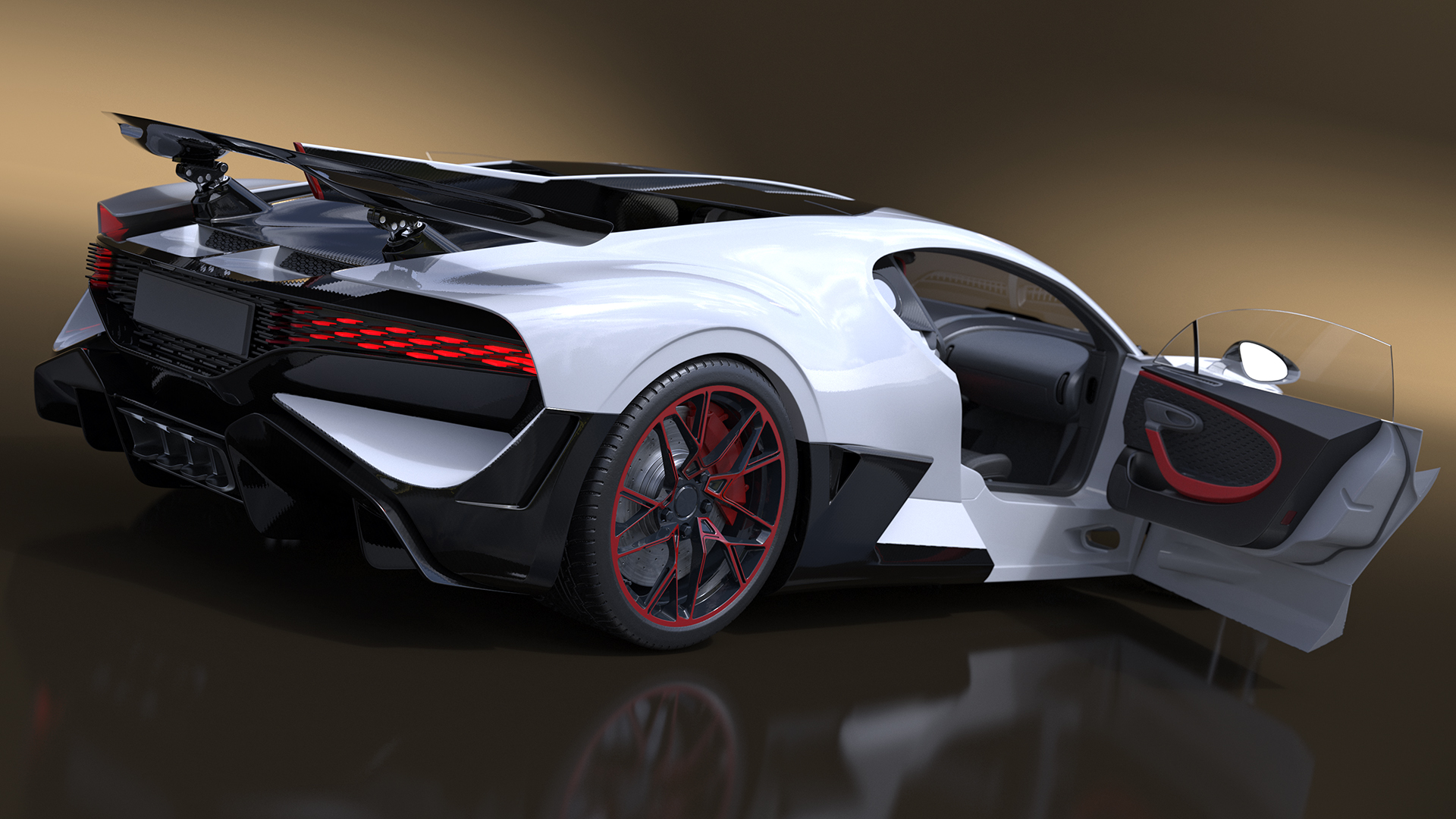 Luxury Car White Rigged for Cinema 4D 3D