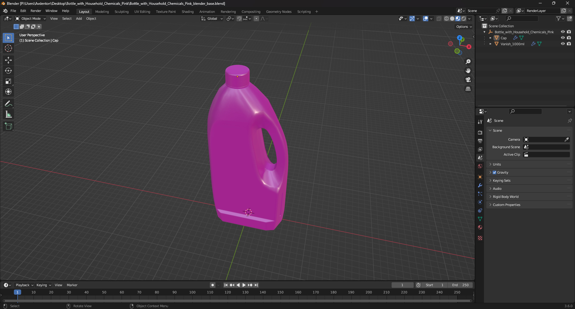 3D Bottle with Household Chemicals Pink