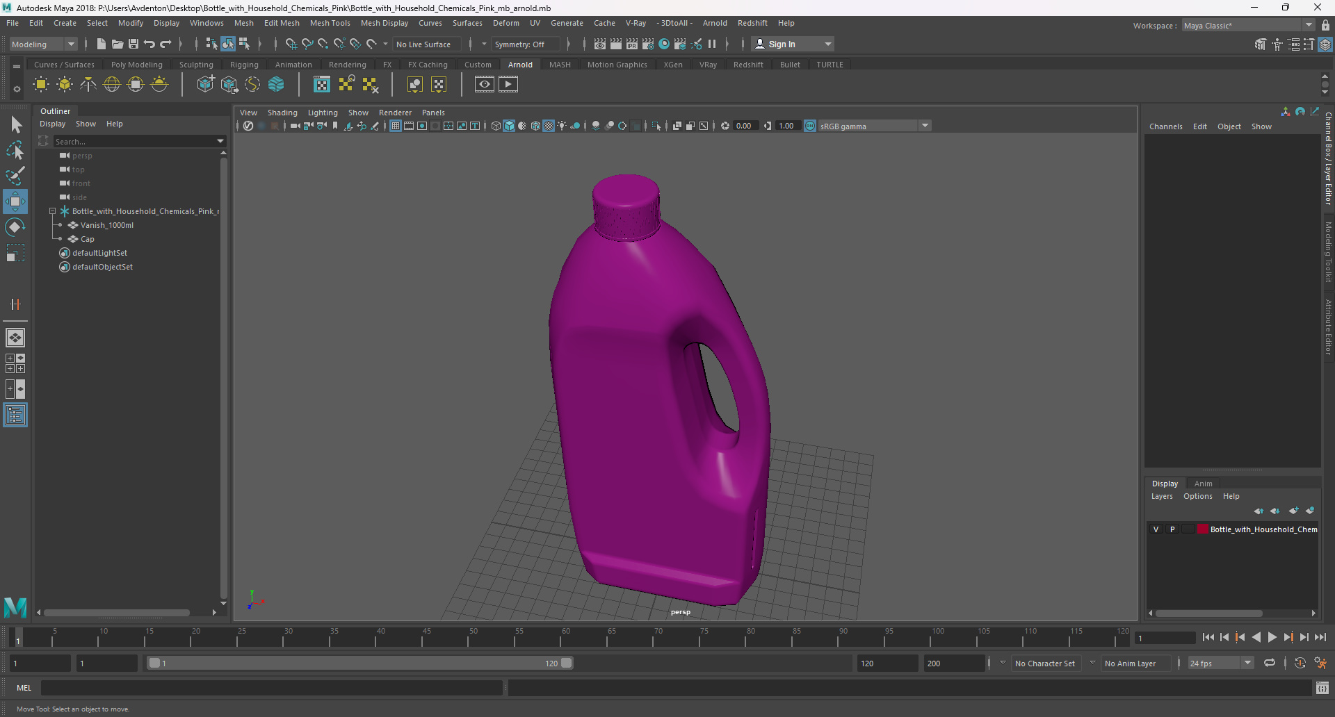 3D Bottle with Household Chemicals Pink