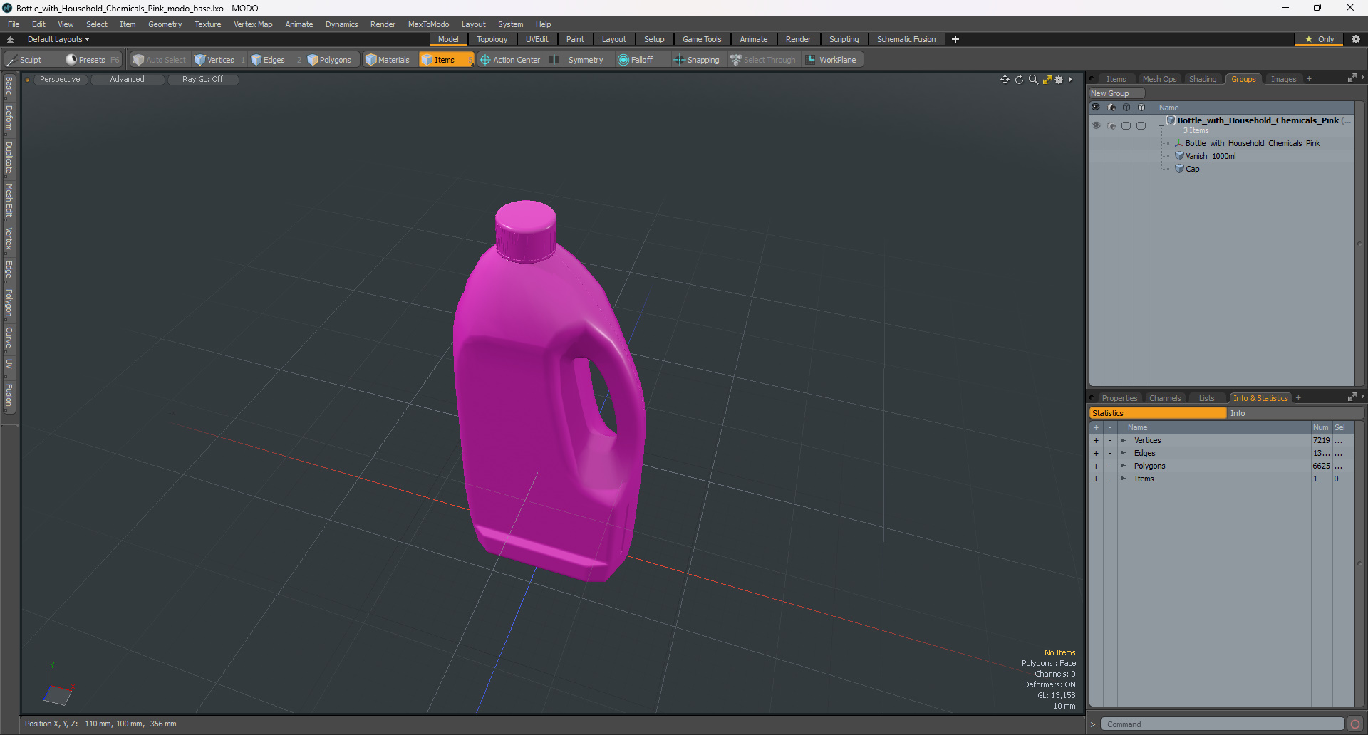 3D Bottle with Household Chemicals Pink