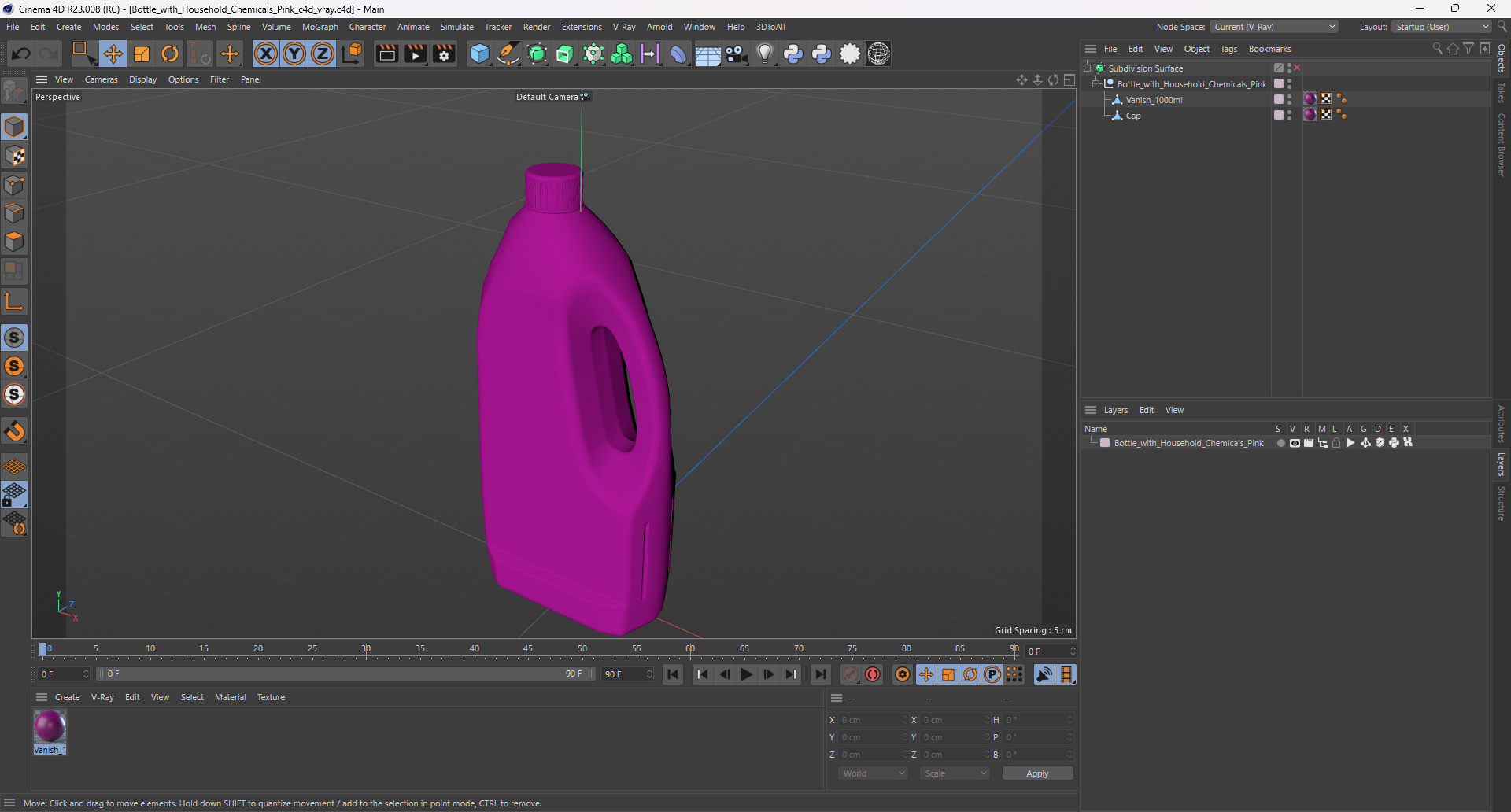 3D Bottle with Household Chemicals Pink