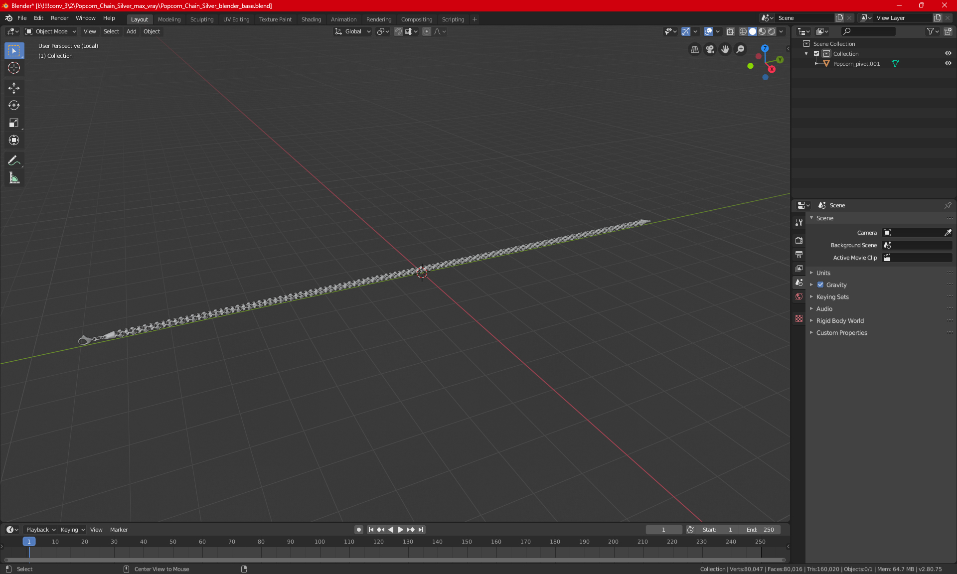 3D model Popcorn Chain Silver