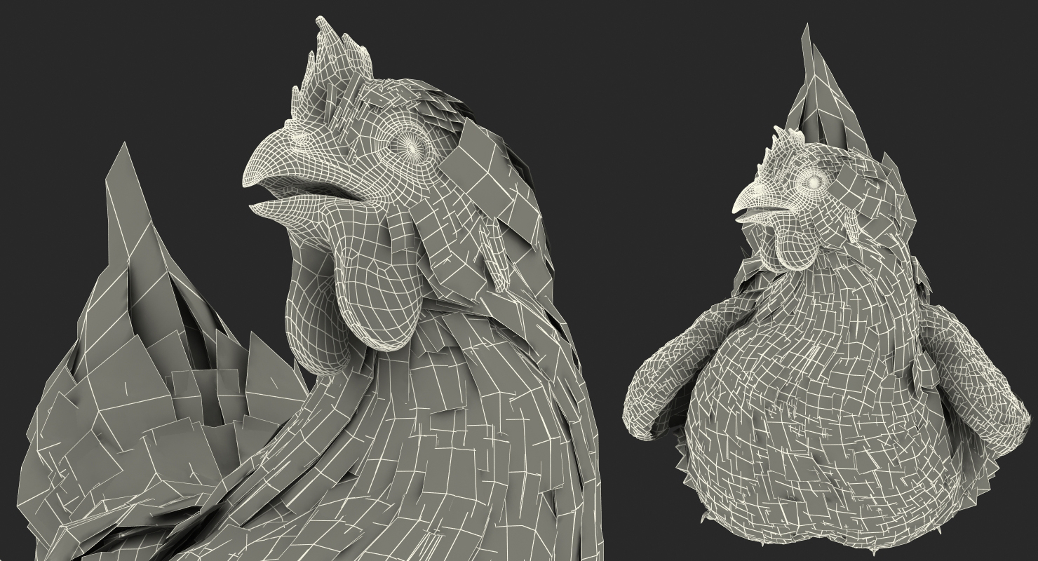 3D White Chicken Sitting Pose