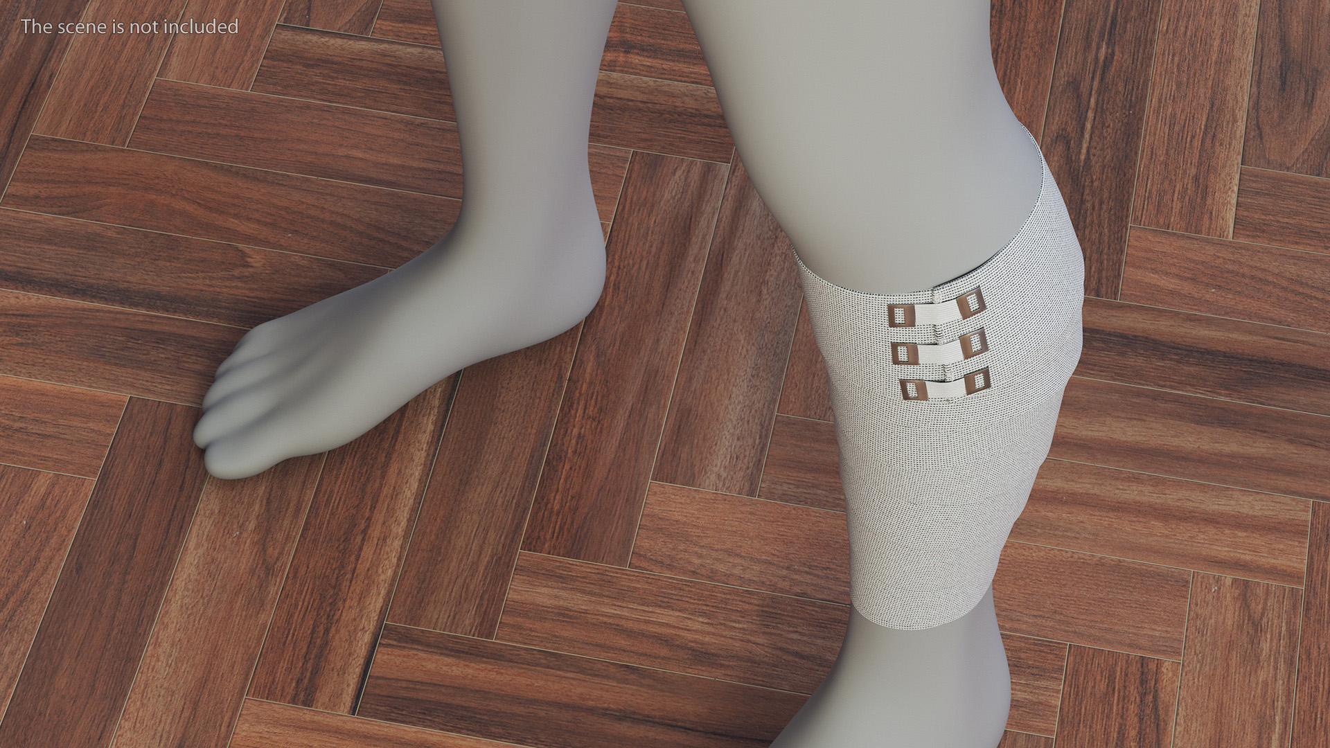 3D model Elastic Bandage White with Clamps Wrapped Around Leg on Mannequin