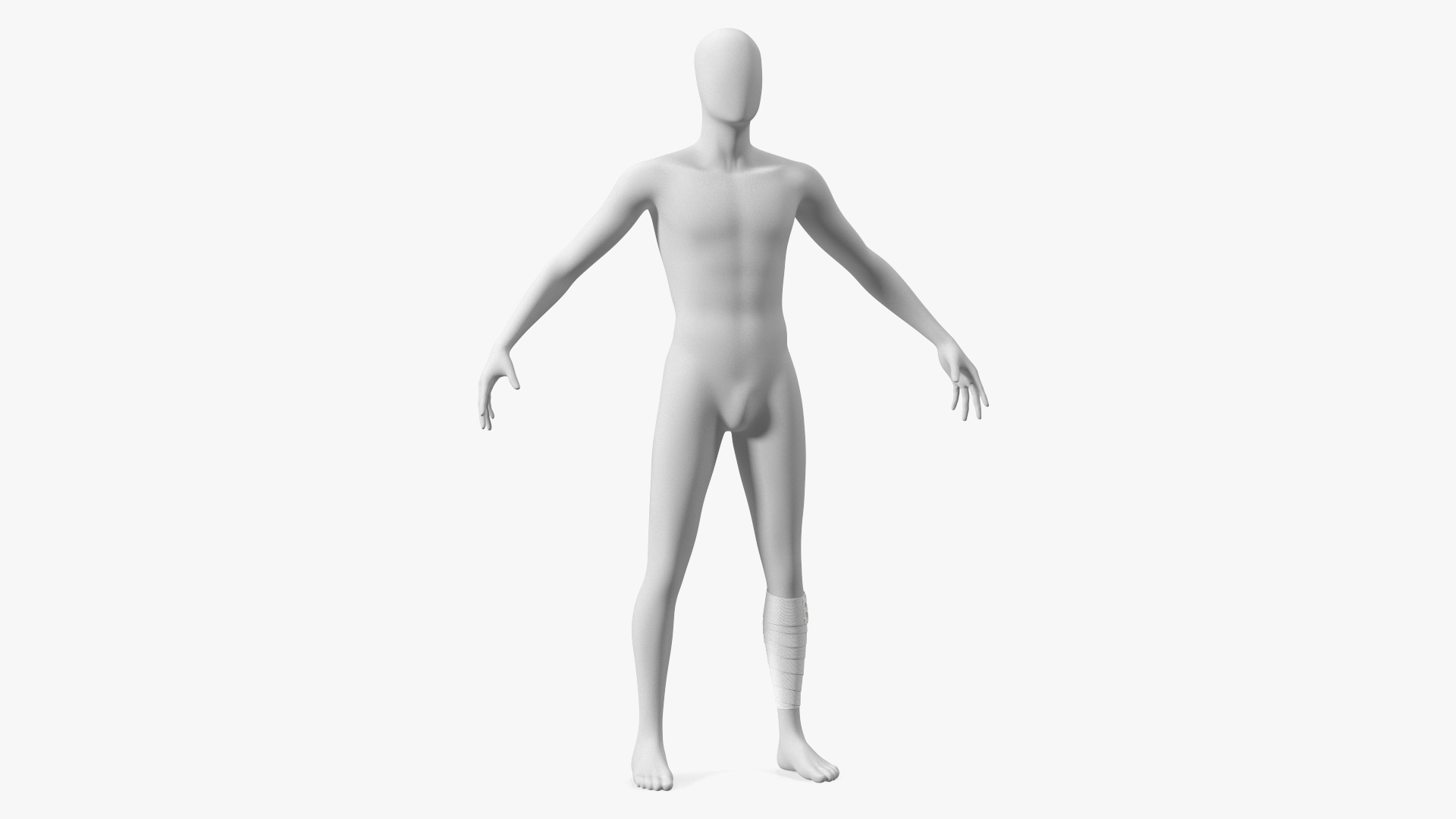 3D model Elastic Bandage White with Clamps Wrapped Around Leg on Mannequin