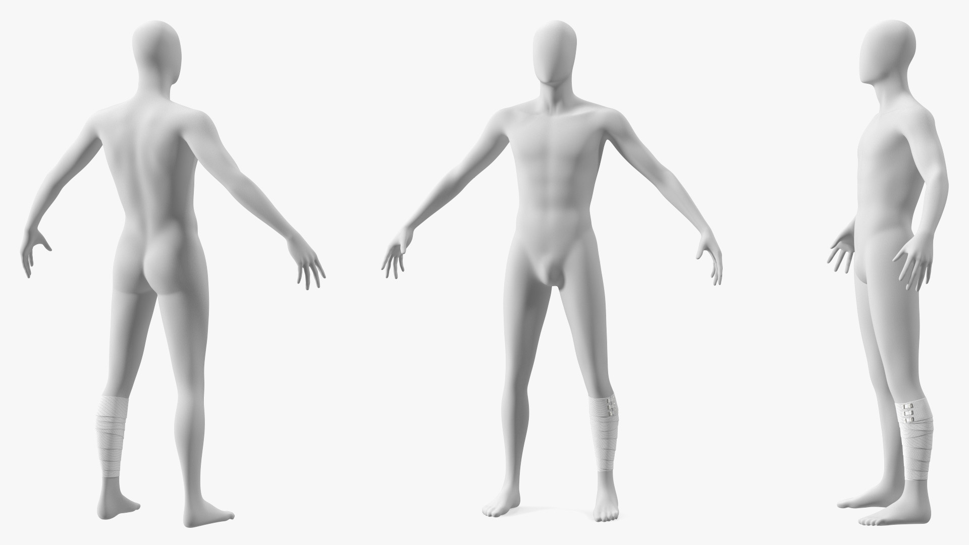 3D model Elastic Bandage White with Clamps Wrapped Around Leg on Mannequin