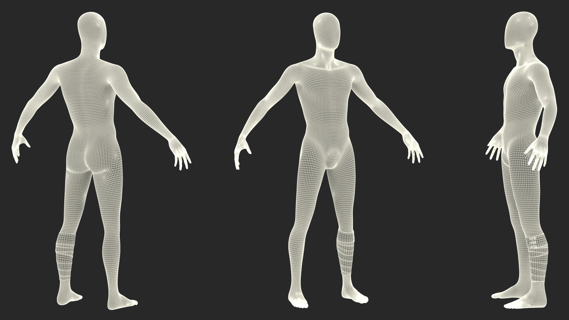 3D model Elastic Bandage White with Clamps Wrapped Around Leg on Mannequin