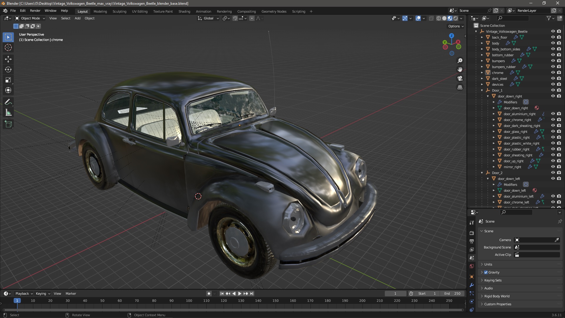 3D model Vintage Volkswagen Beetle